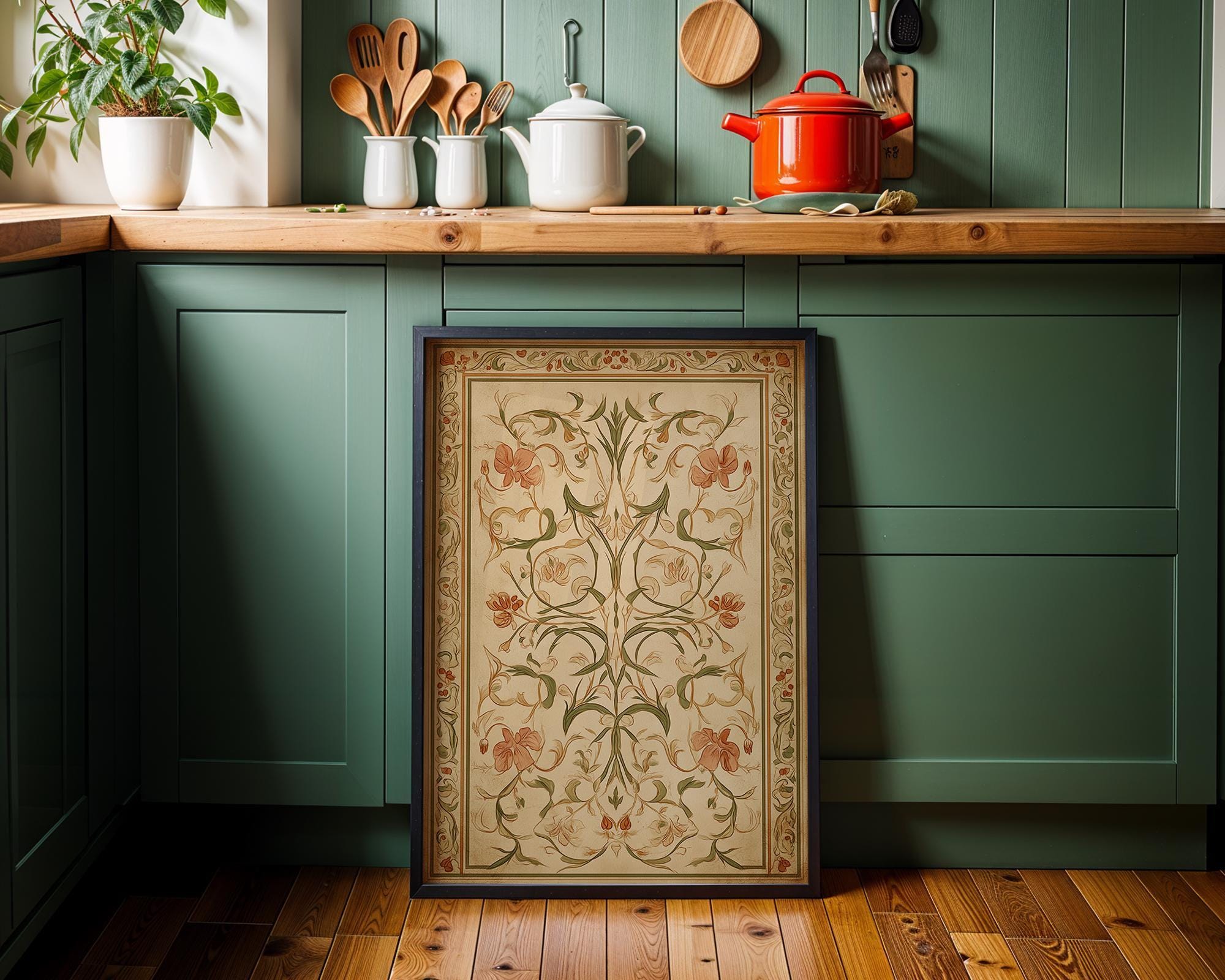 Art Nouveau Thistle Botanical William Morris Style Floral Vintage Wall Art