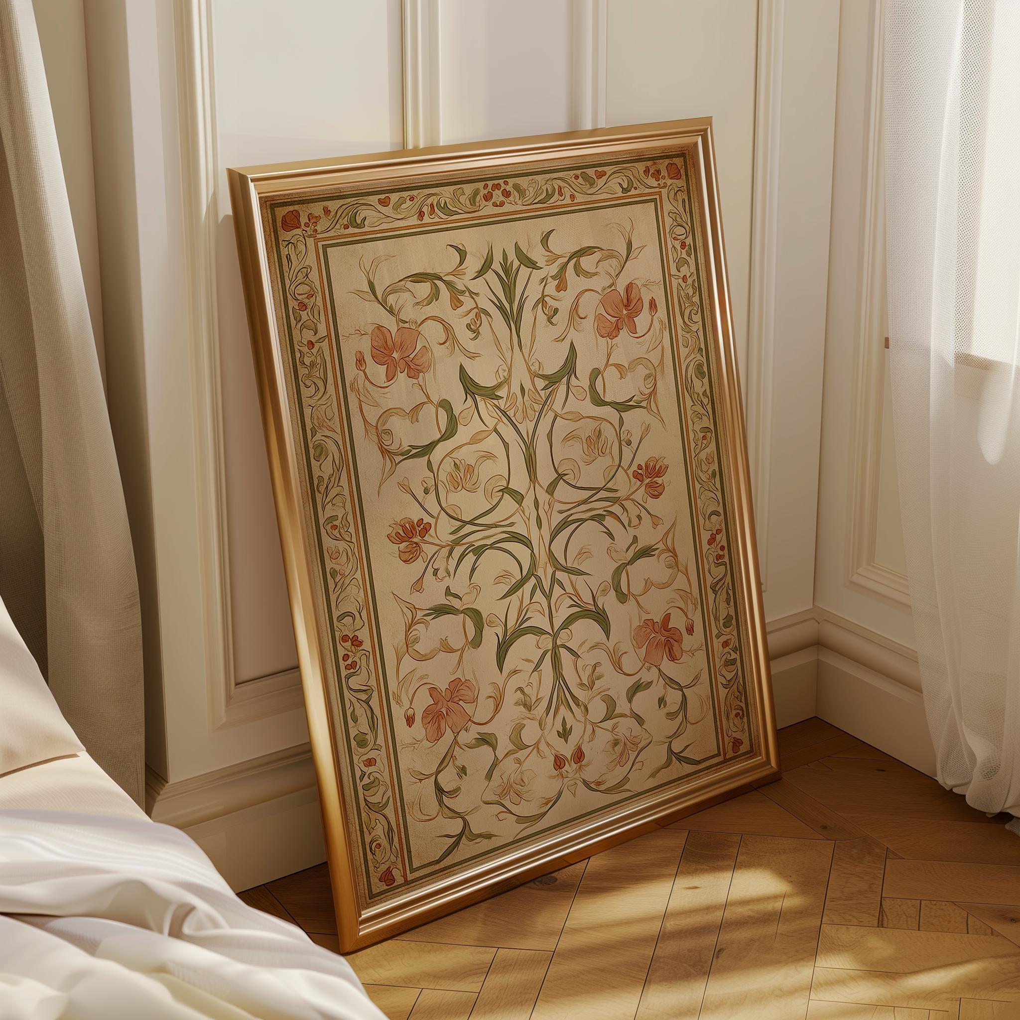 Art Nouveau Thistle Botanical William Morris Style Floral Vintage Wall Art