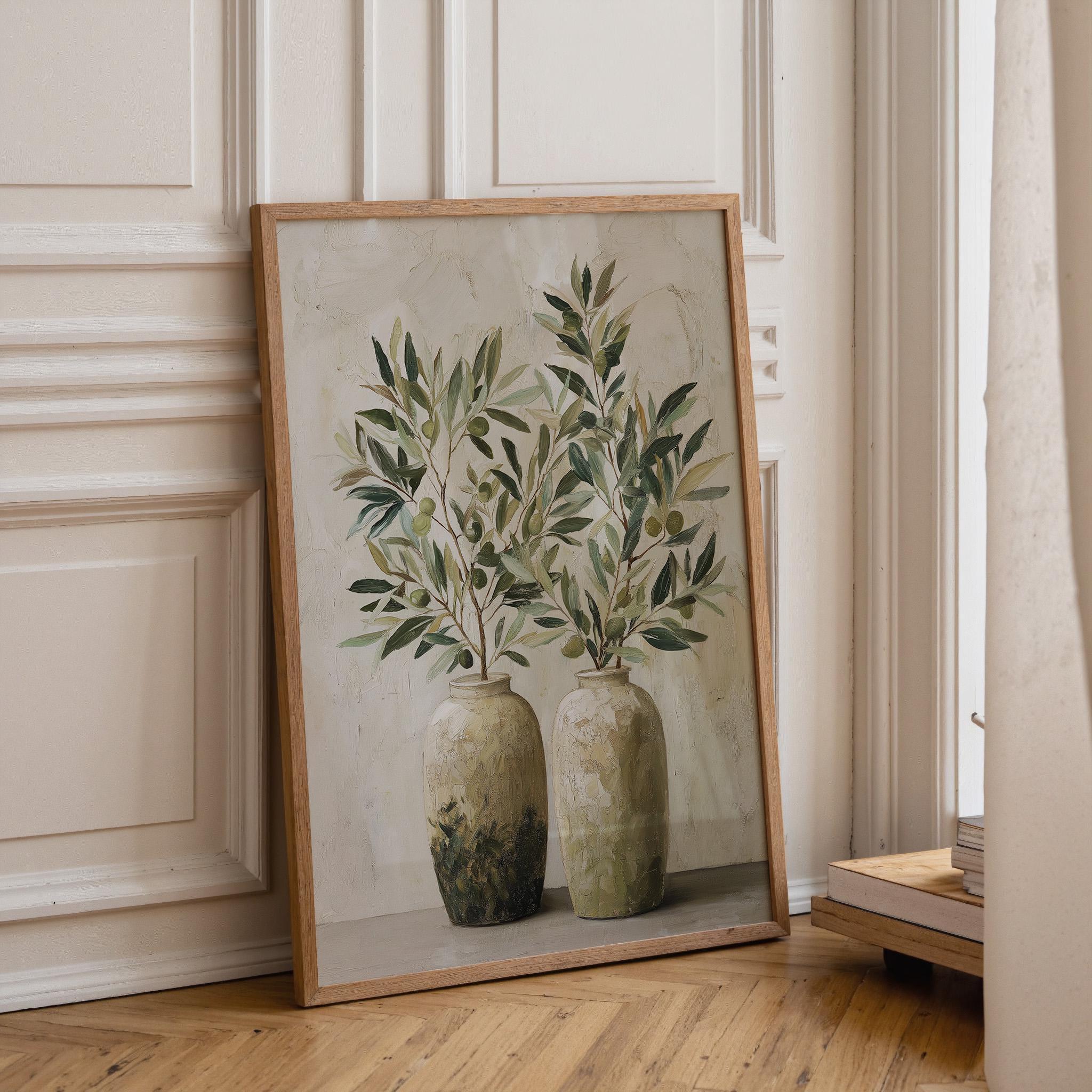 Olive Tree Vase Mediterranean Botanical Wall Art by The Wall Art Studio - physical