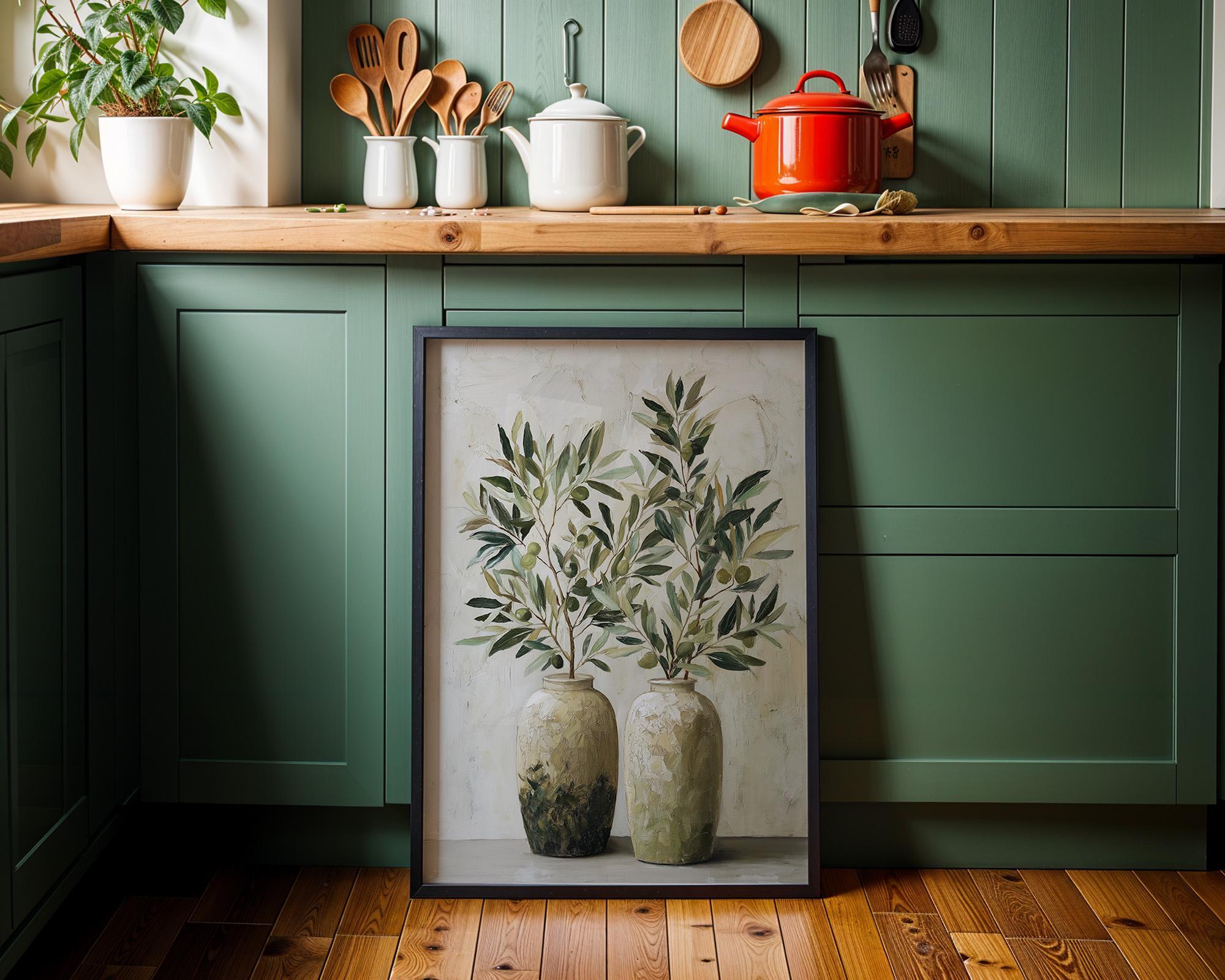 Olive Tree Vase Mediterranean Botanical Wall Art by The Wall Art Studio - physical