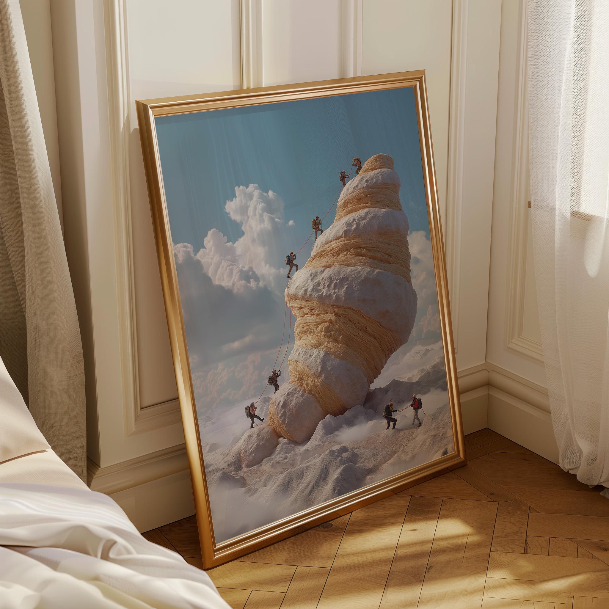 Surreal Croissant Mountain Whimsical Food Landscape Wall Art