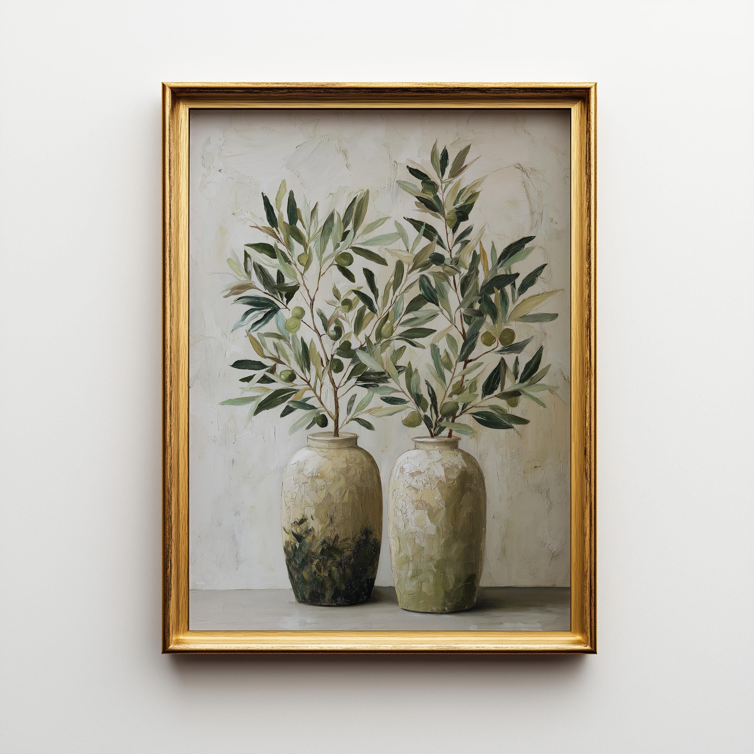 Olive Tree Vase Mediterranean Botanical Wall Art by The Wall Art Studio - physical