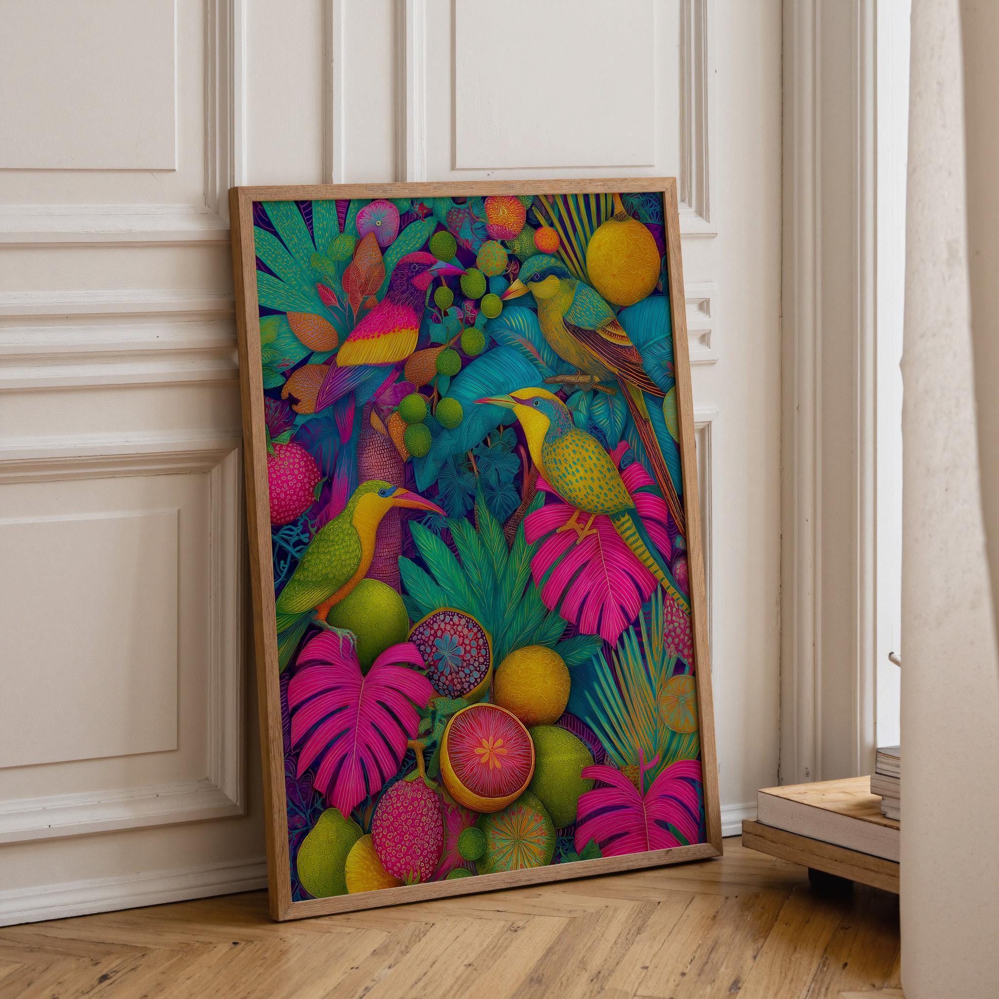 Maximalist Tropical Colorful Jungle Bird Wall Art by The Wall Art Studio - physical