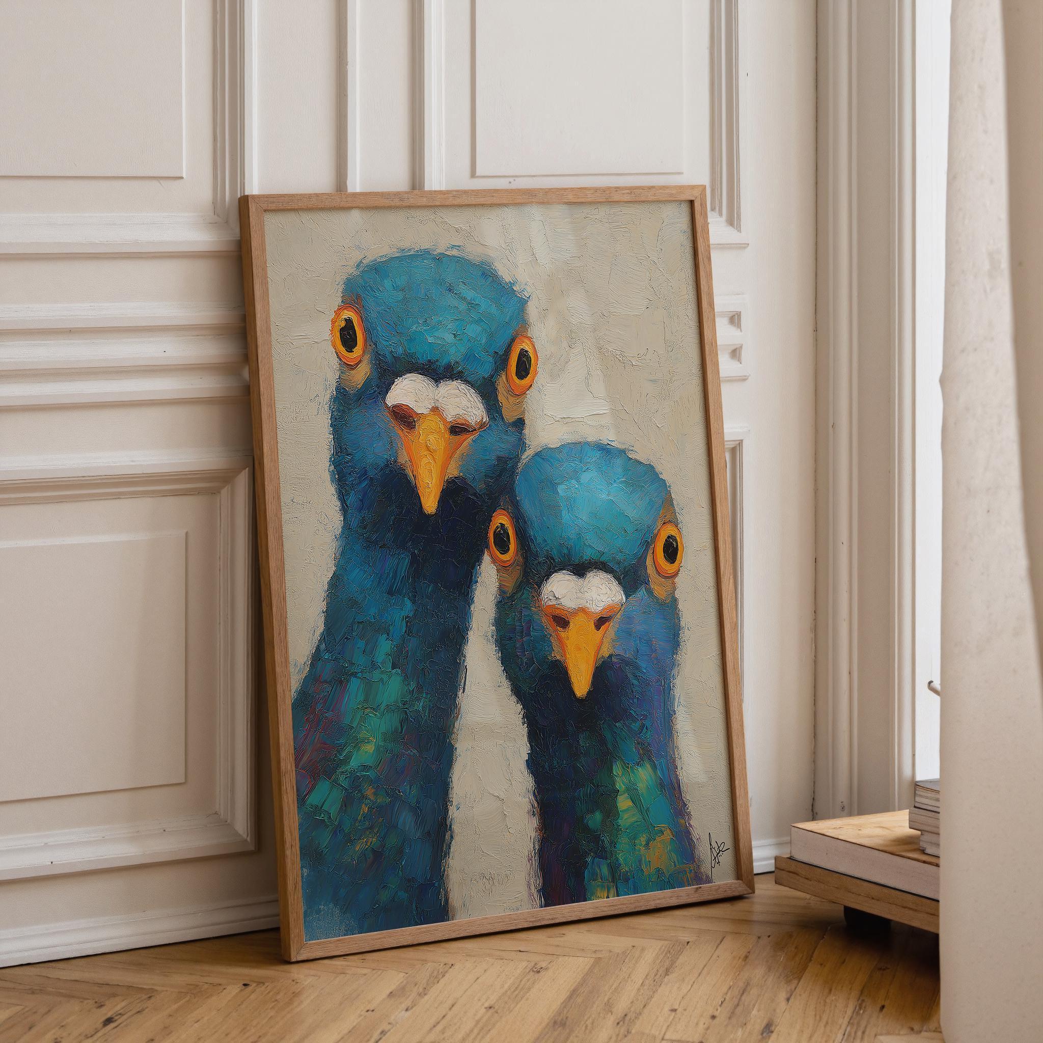 Funny Pigeon Colourful Quirky Animal Modern Bird Wall Art