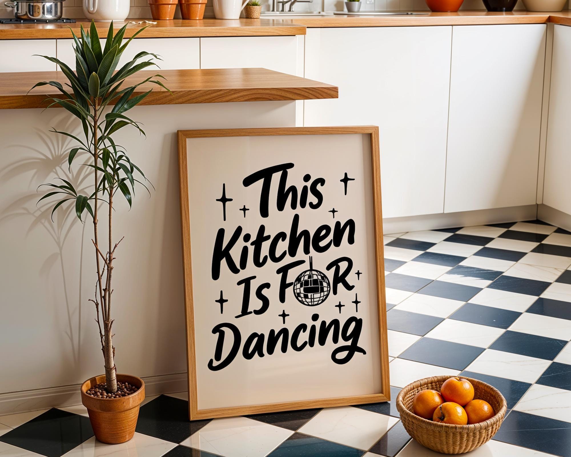 Black "This Kitchen is for Dancing"Kitchen Quote Wall Art by The Wall Art Studio - physical