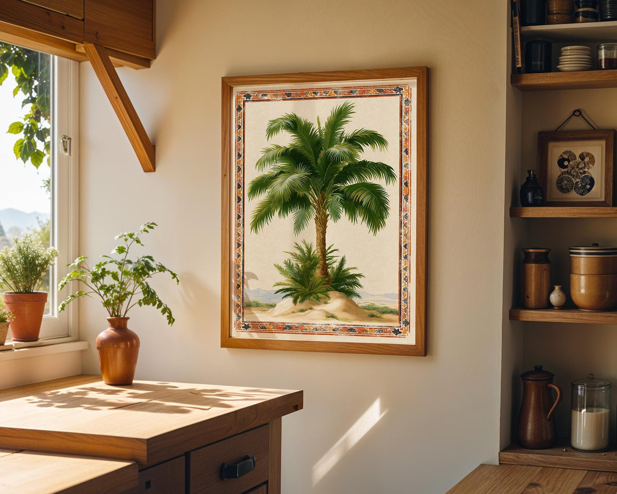 Vintage Date Botanical Palm Tree Mediterranean Oasis Desert Palm Wall Art