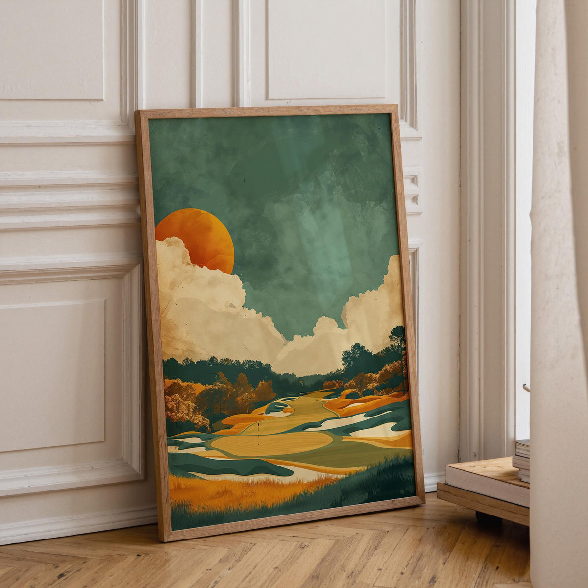 Minimalist Golf Modern Sunset Contemporary Golf Course Wall Art