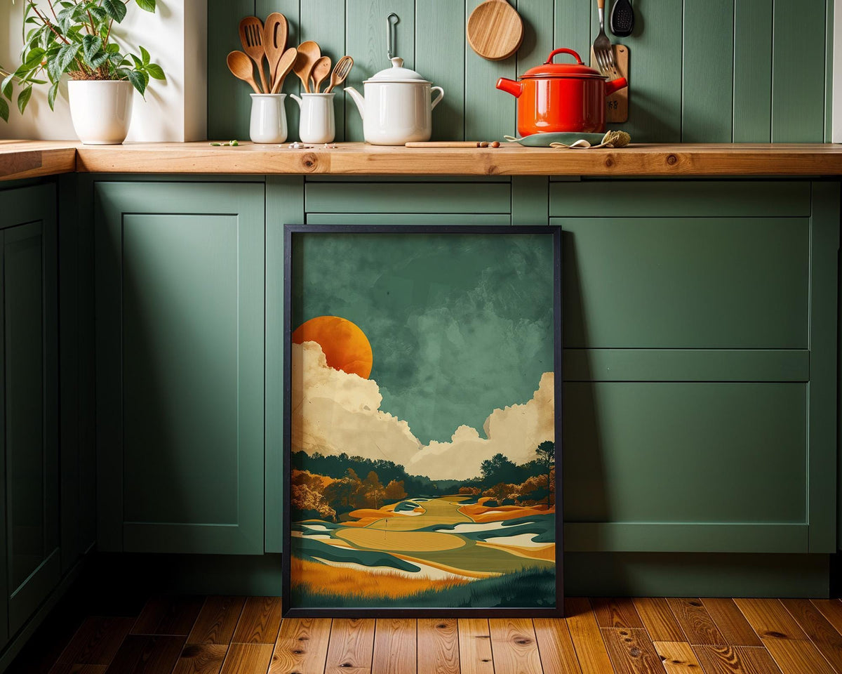 Minimalist Golf Modern Sunset Contemporary Golf Course Wall Art