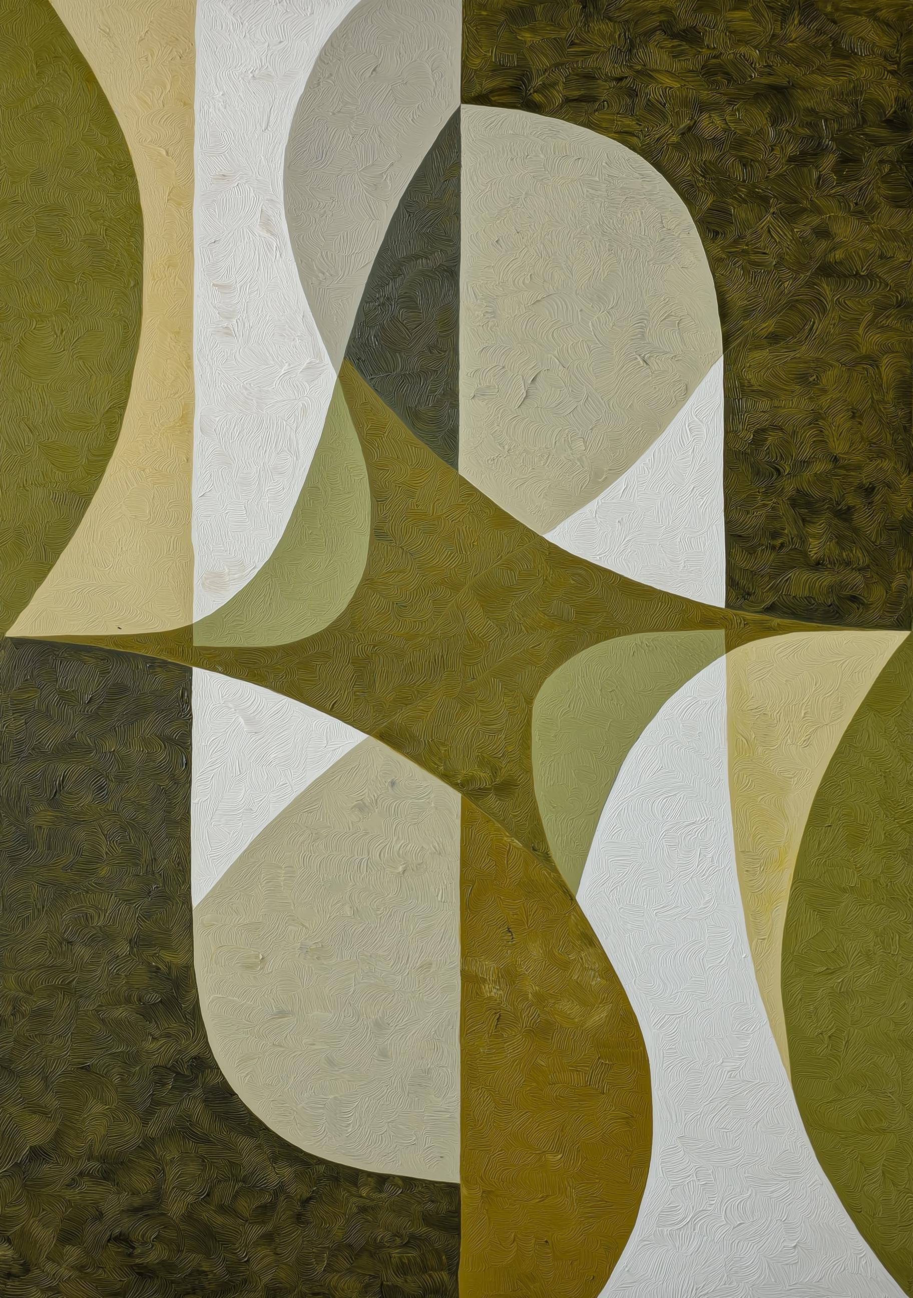 Olive Green Mid Century Modern GeometricRetro Abstract Scandinavian Wall Art by The Wall Art Studio - physical