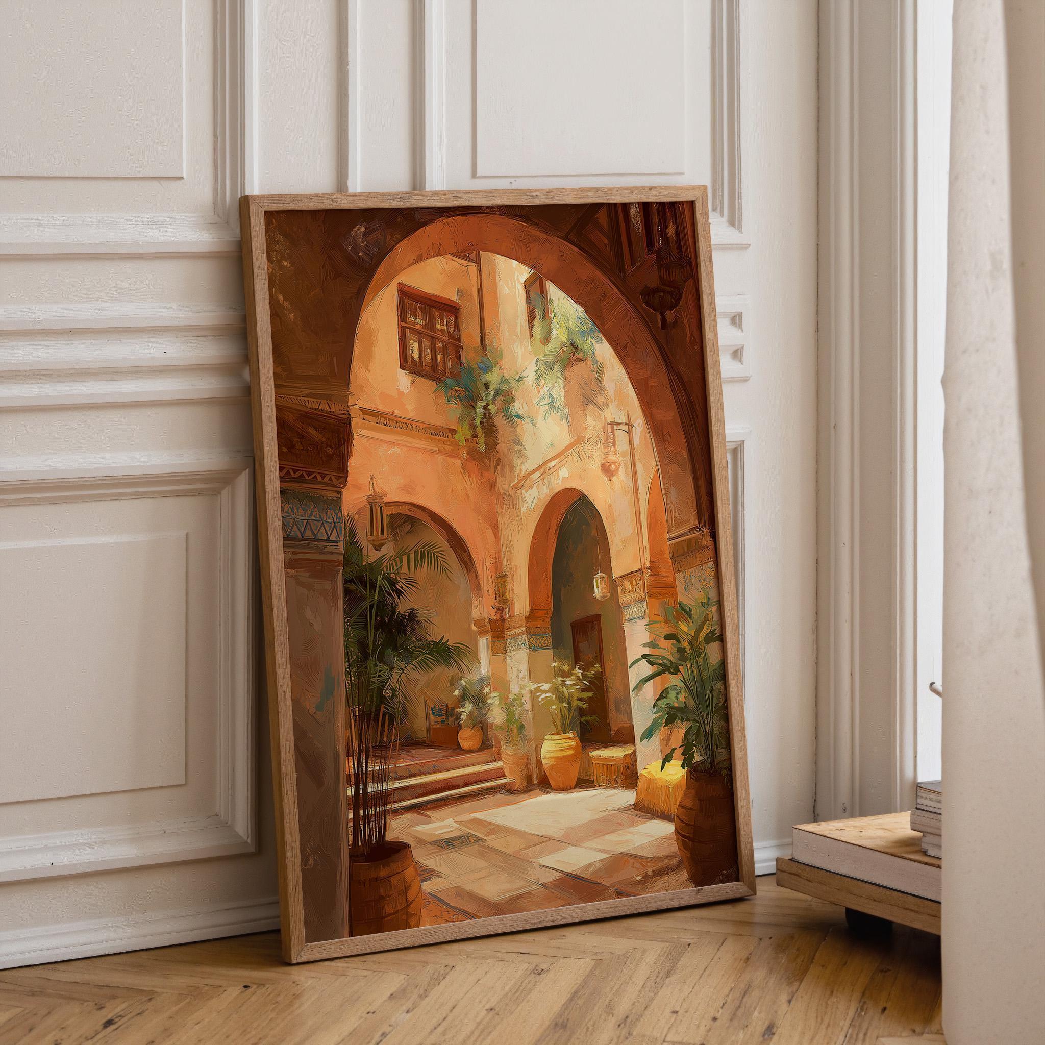 Moroccan Courtyard Terracotta Archway Wall Art by The Wall Art Studio