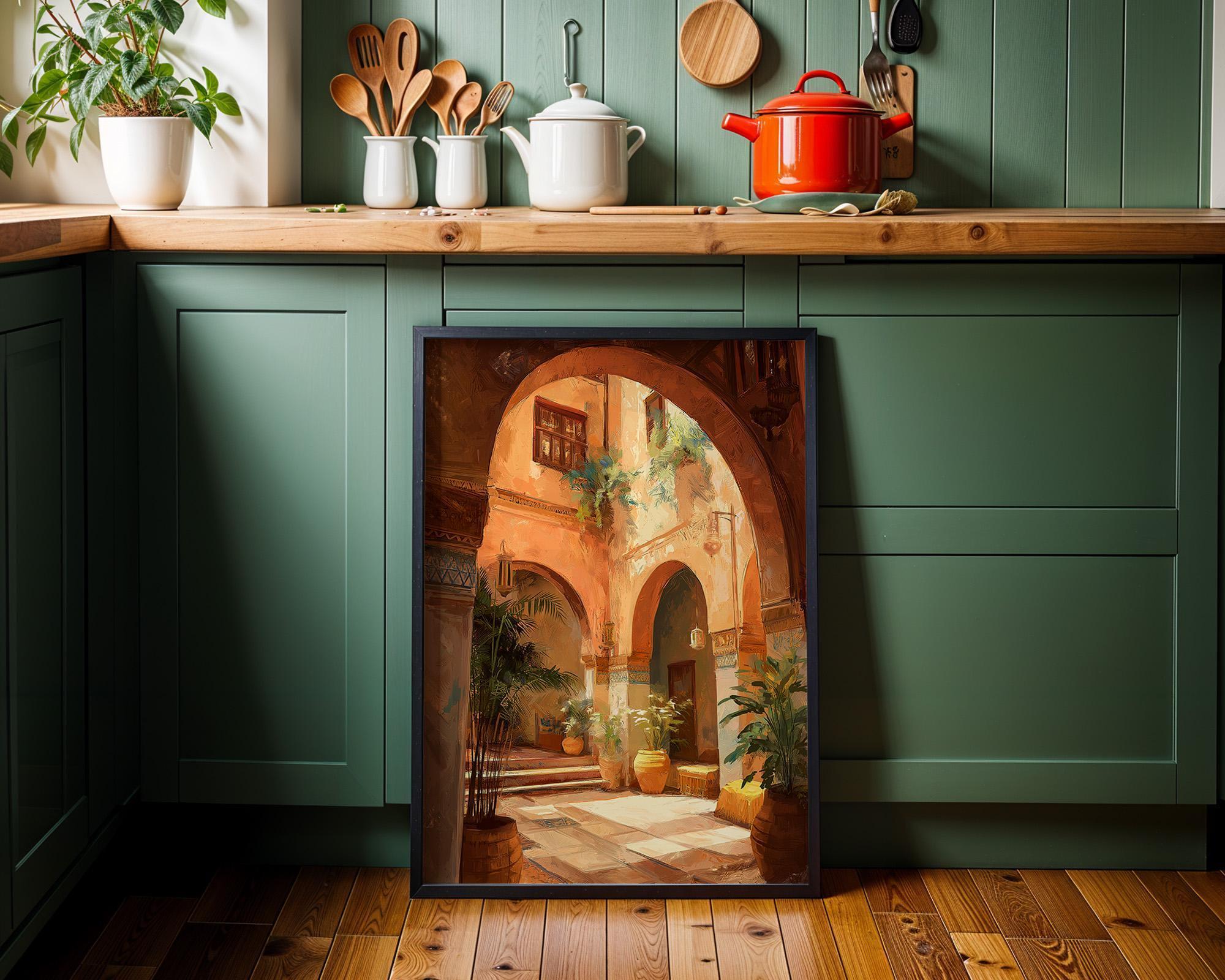Moroccan Courtyard Terracotta Archway Wall Art by The Wall Art Studio