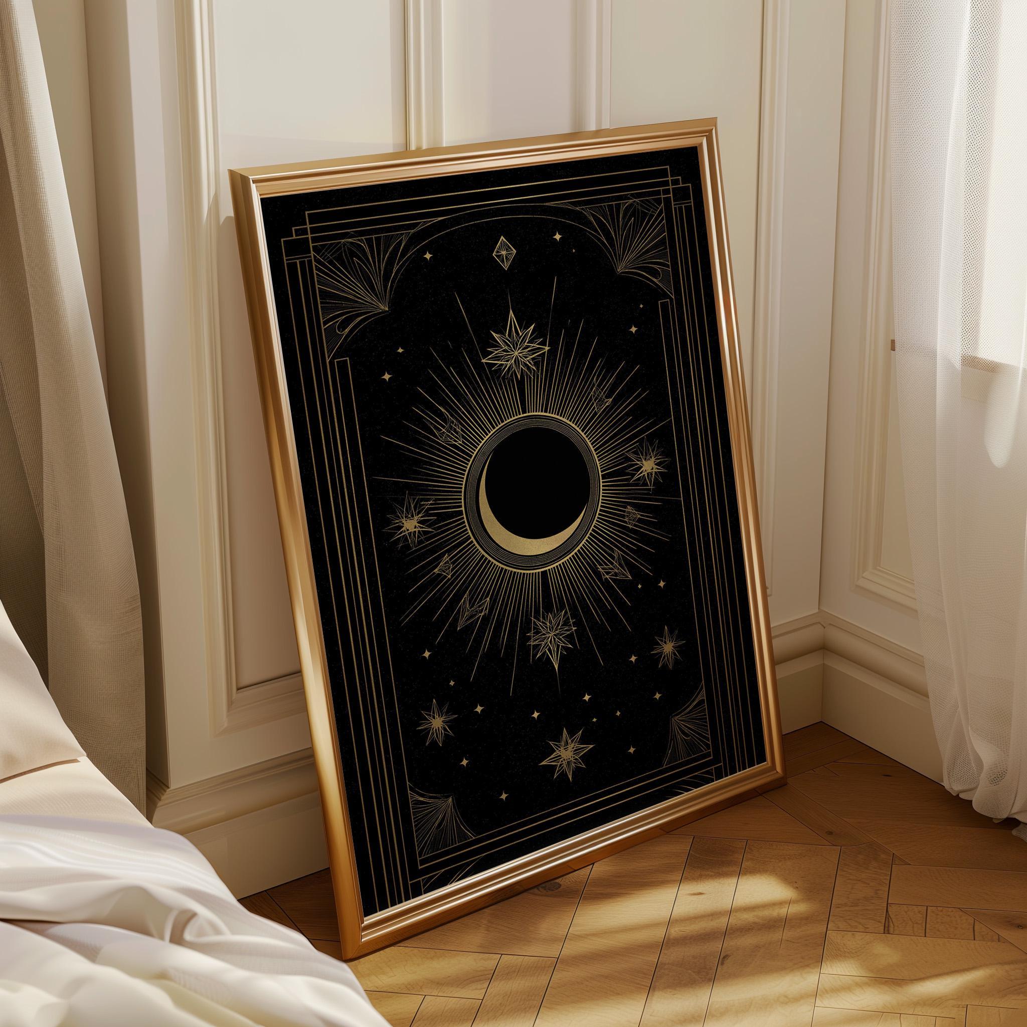 Black & Gold Moon Celestial Astrology Wall Art by The Wall Art Studio