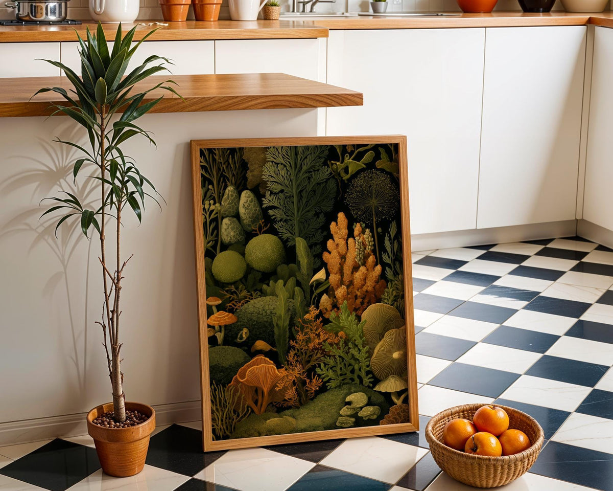 Lush Woodland Fungi Mushroom Wall Art by The Wall Art Studio