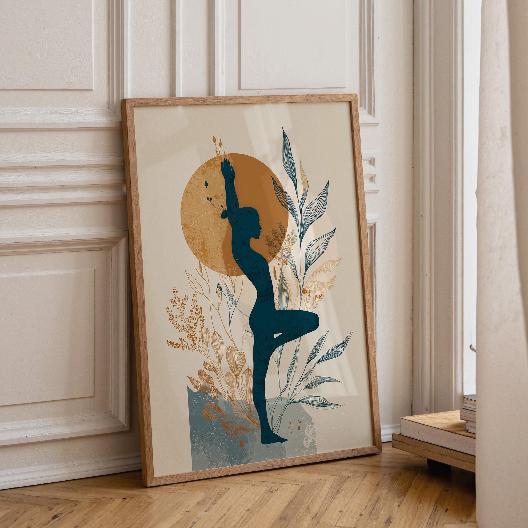 Boho Yoga Minimalist Meditation Botanical Wellness Wall Art