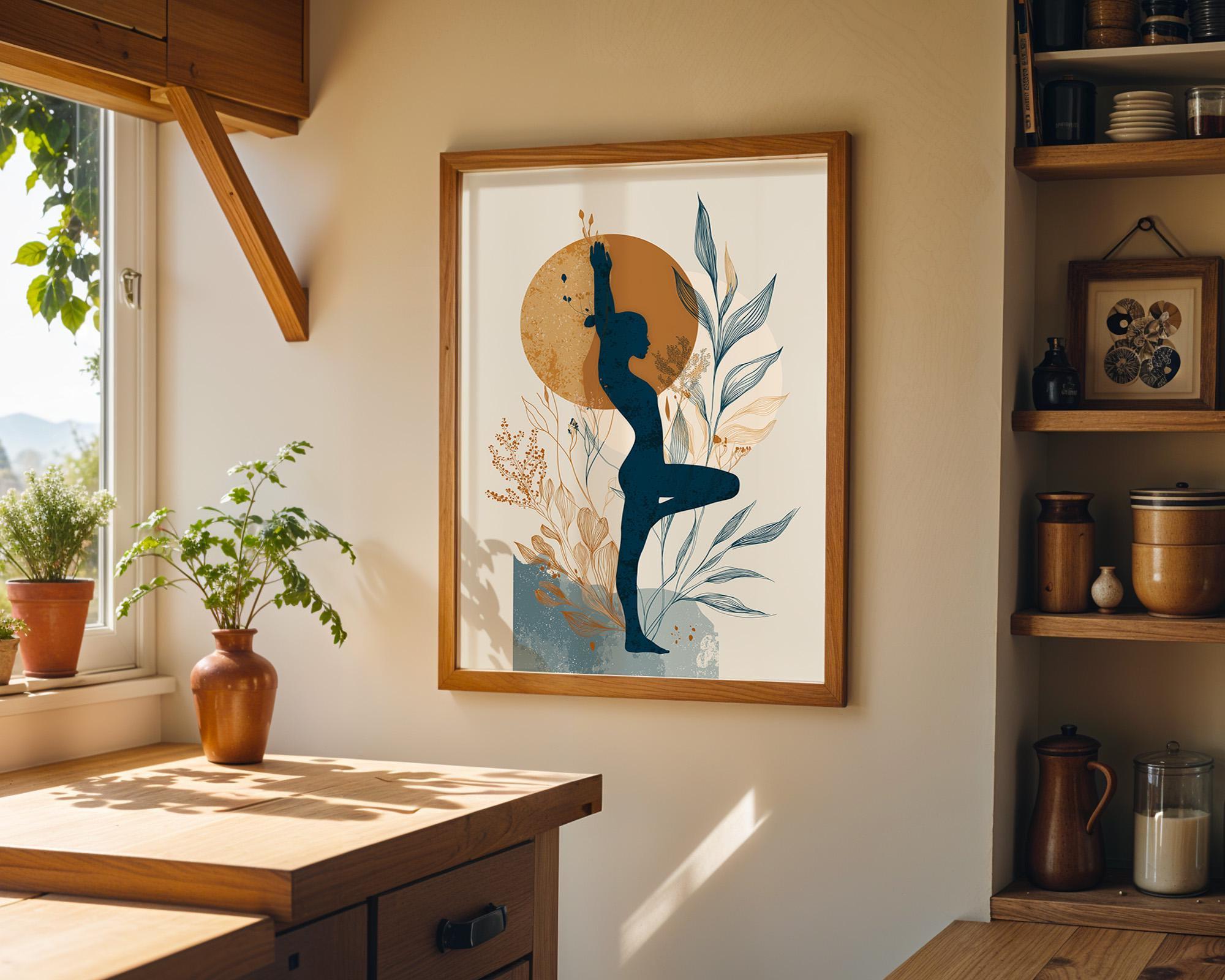 Boho Yoga Minimalist Meditation Botanical Wellness Wall Art
