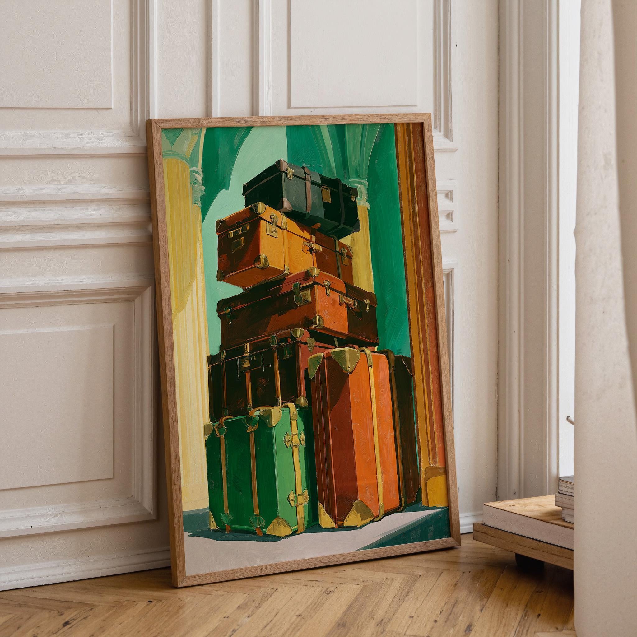 Art Deco Vintage Suitcase Stack Travel Wall Art by The Wall Art Studio