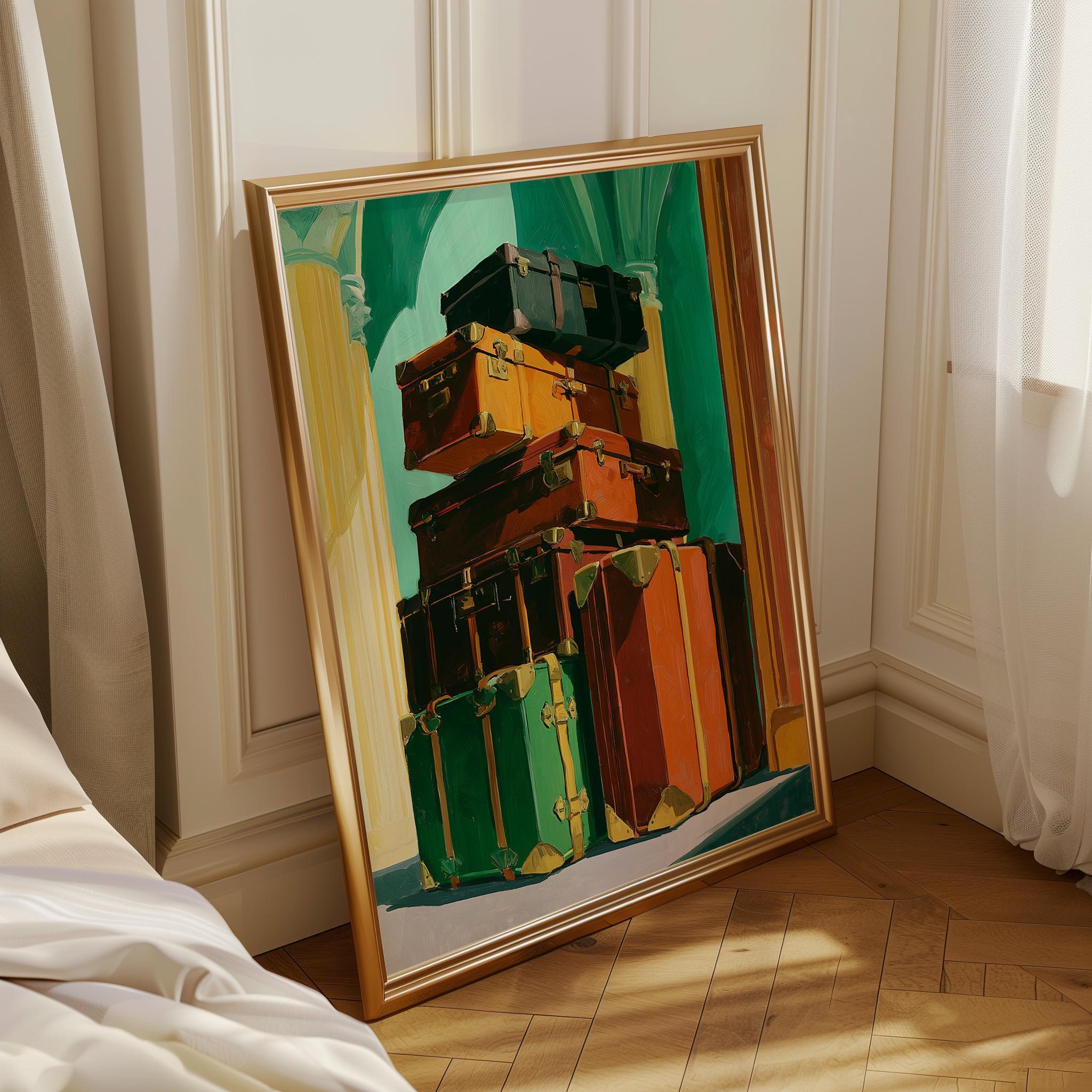 Art Deco Vintage Suitcase Stack Travel Wall Art by The Wall Art Studio