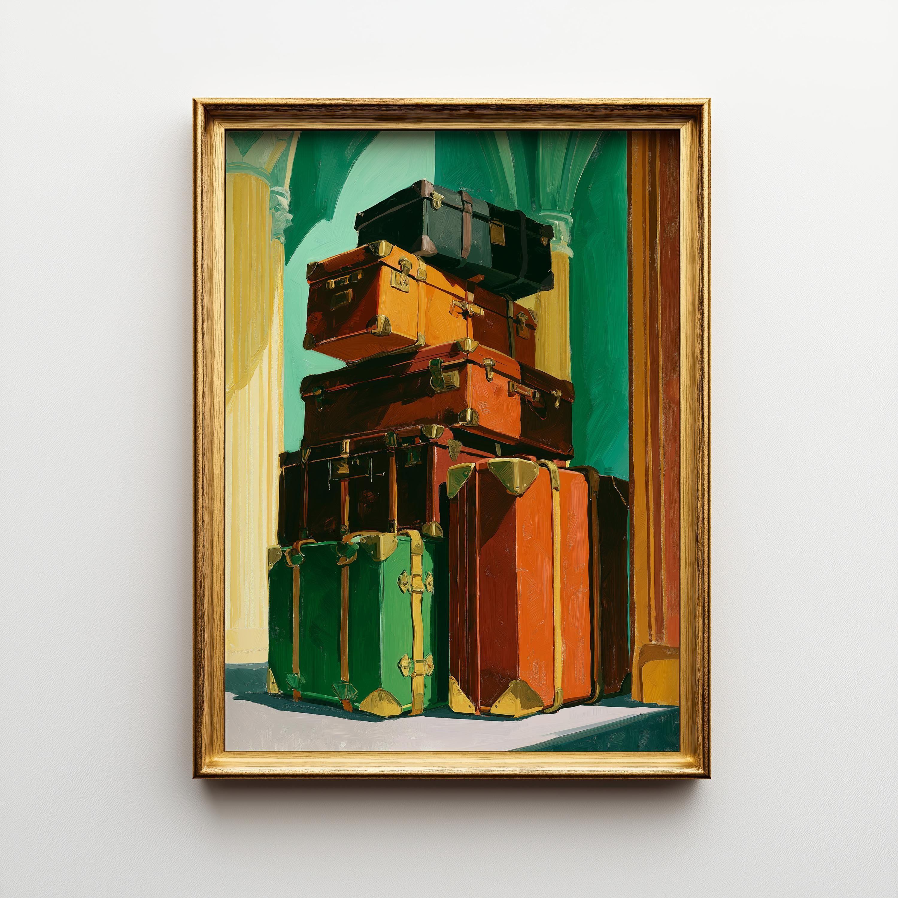 Art Deco Vintage Suitcase Stack Travel Wall Art by The Wall Art Studio