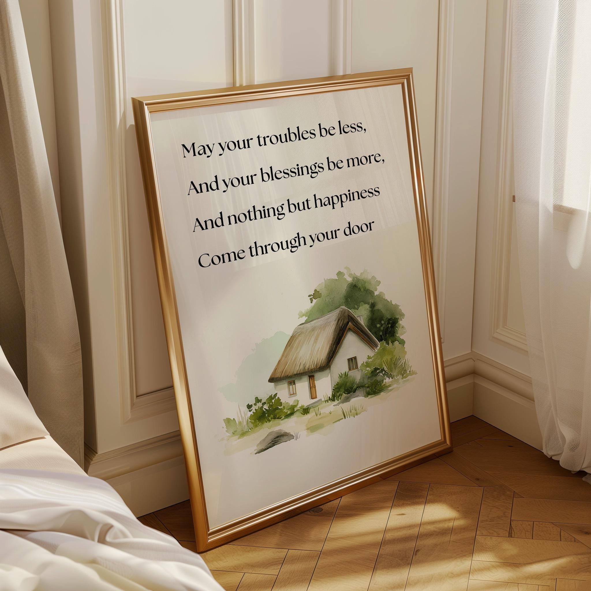 Irish Blessing May Troubles Be Less Inspirational Quote Wall Art by The Wall Art Studio