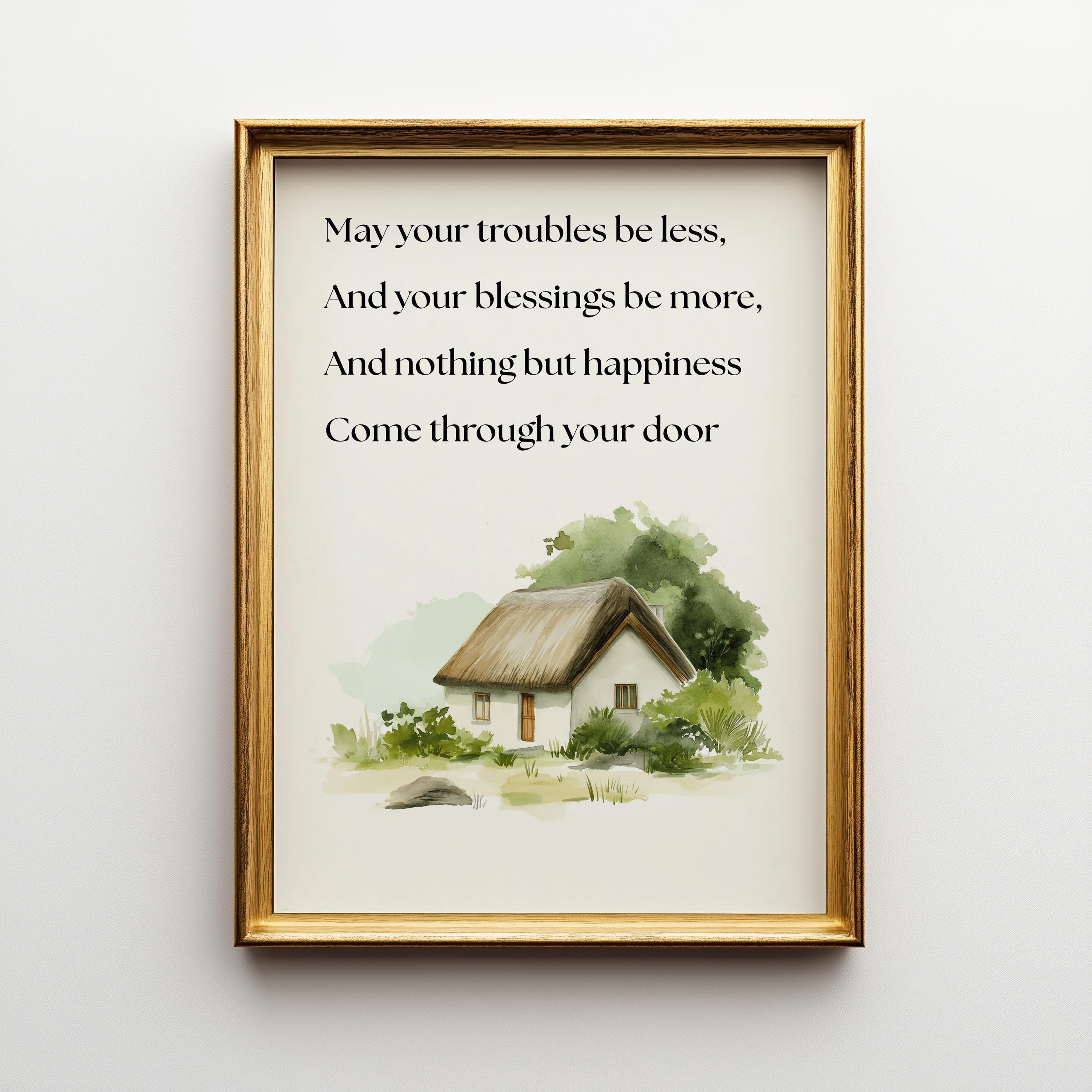 Irish Blessing May Troubles Be Less Inspirational Quote Wall Art by The Wall Art Studio