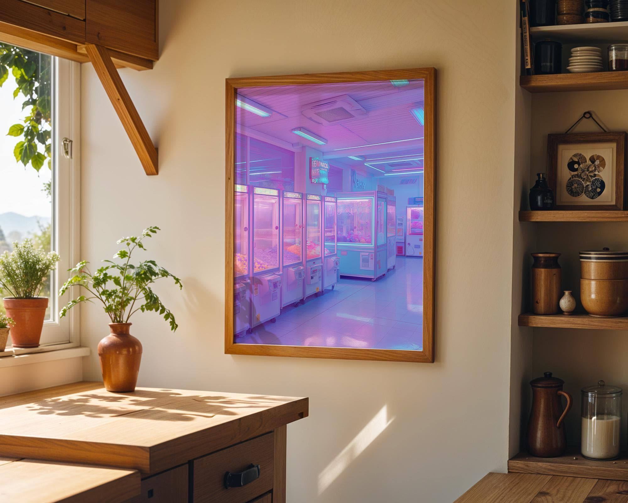 Pastel Pink Arcade Vaporwave Retro Gaming Wall Art by The Wall Art Studio