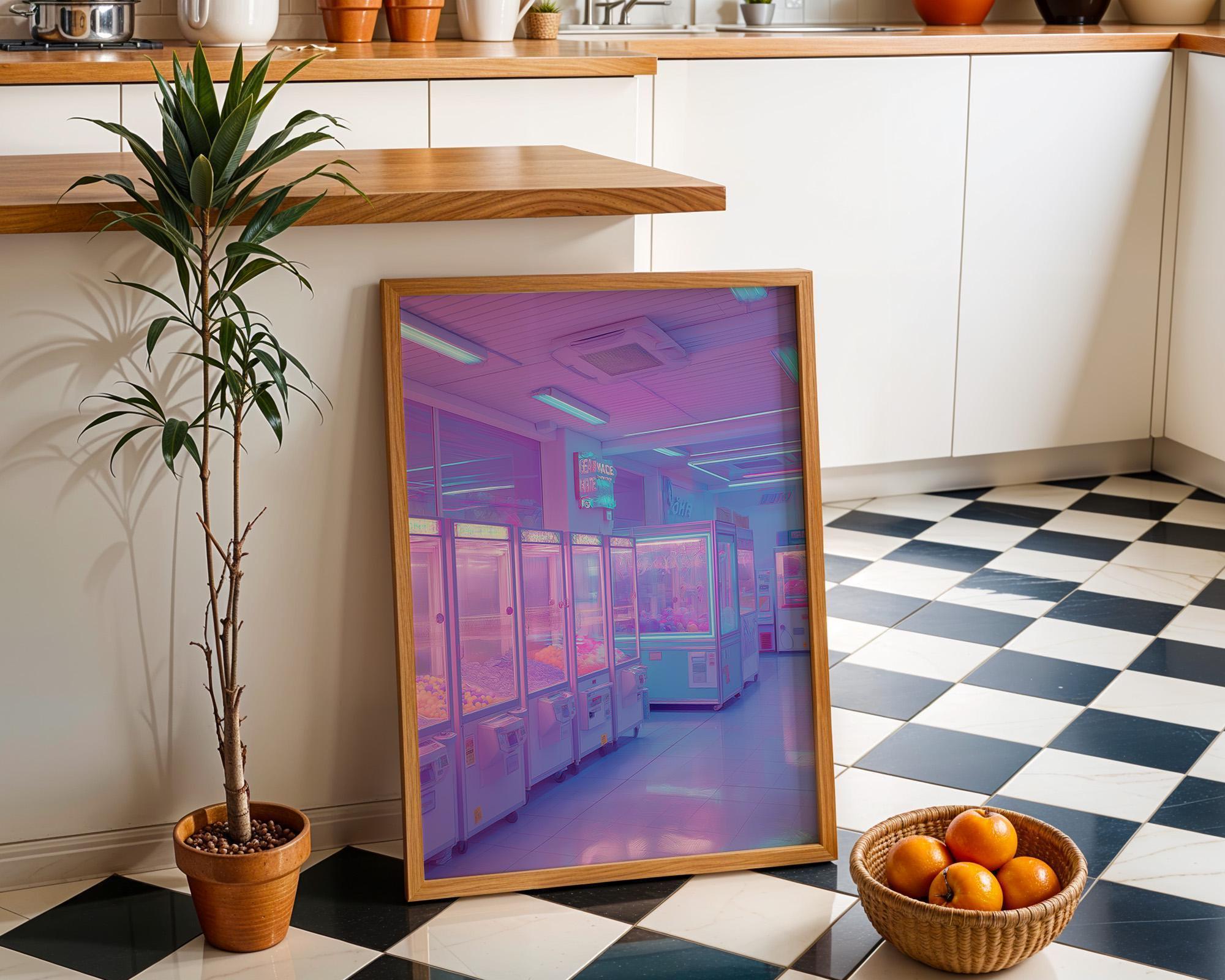 Pastel Pink Arcade Vaporwave Retro Gaming Wall Art by The Wall Art Studio
