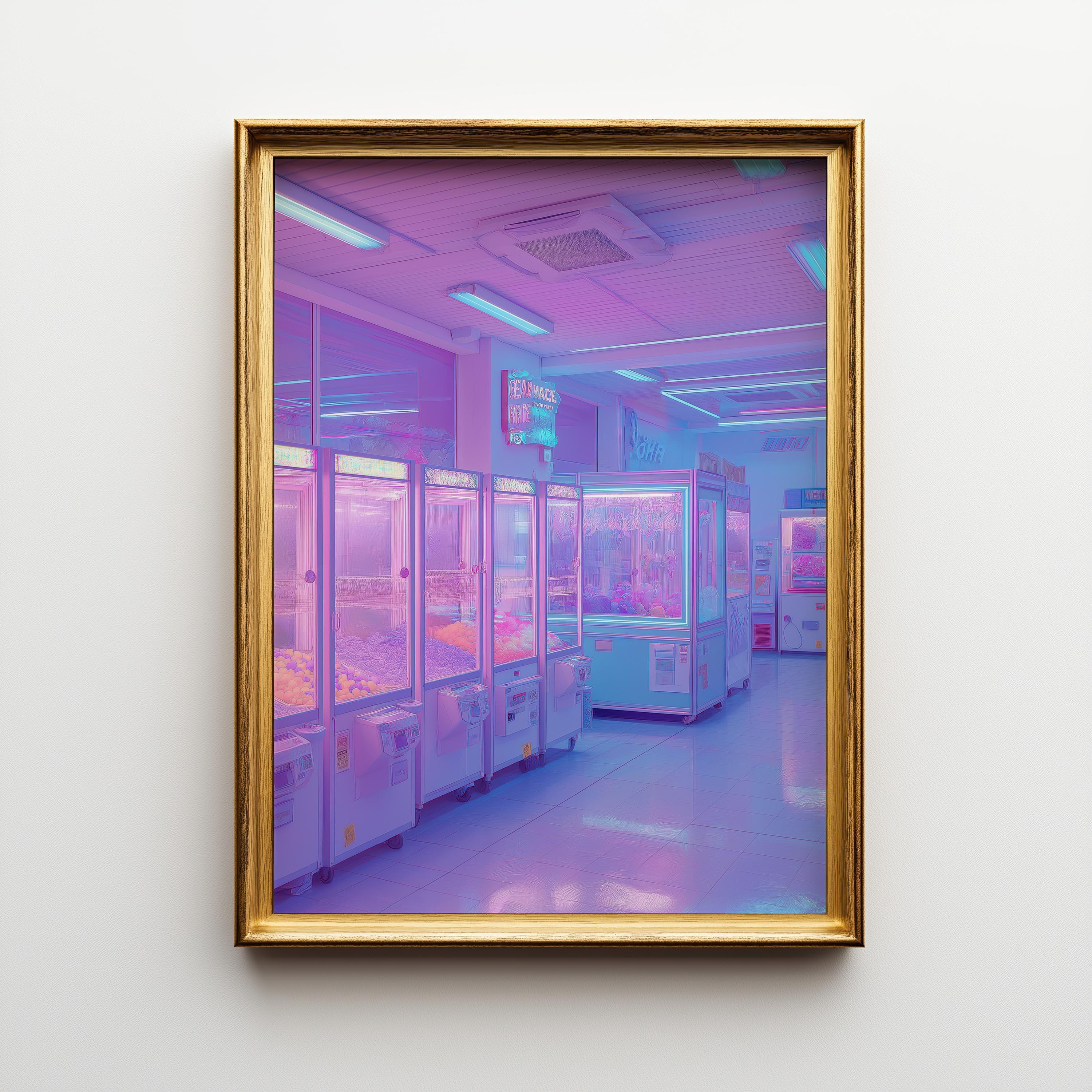 Pastel Pink Arcade Vaporwave Retro Gaming Wall Art by The Wall Art Studio