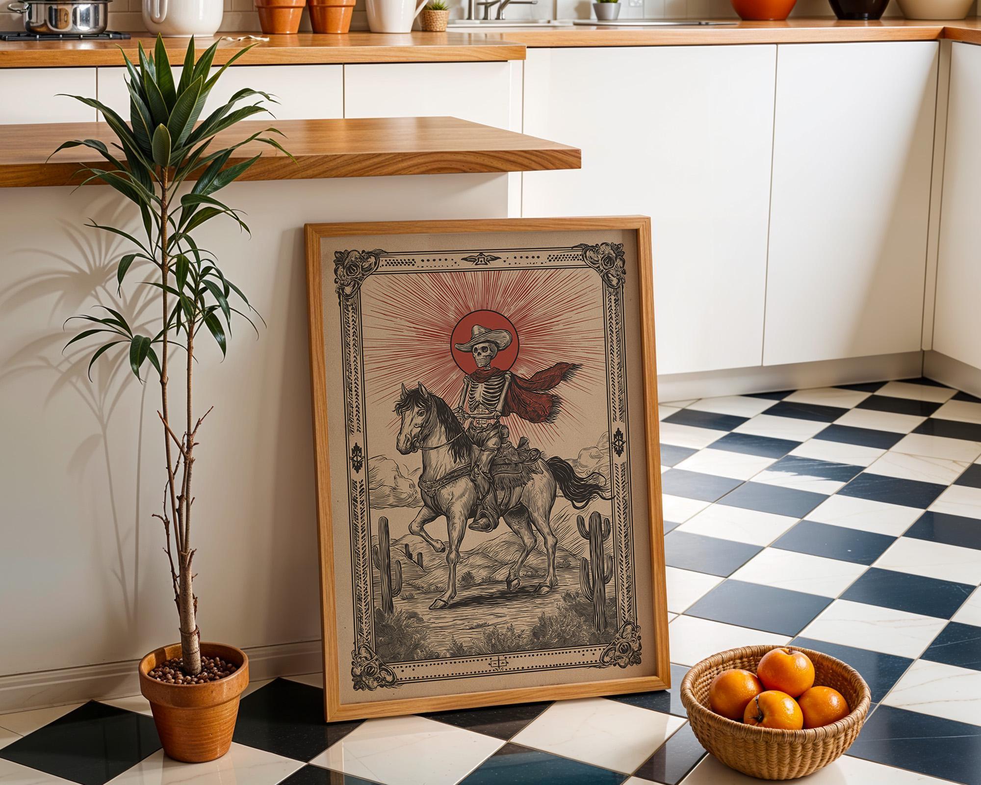 Skeleton Gothic Cowboy Western Rider Wall Art by The Wall Art Studio