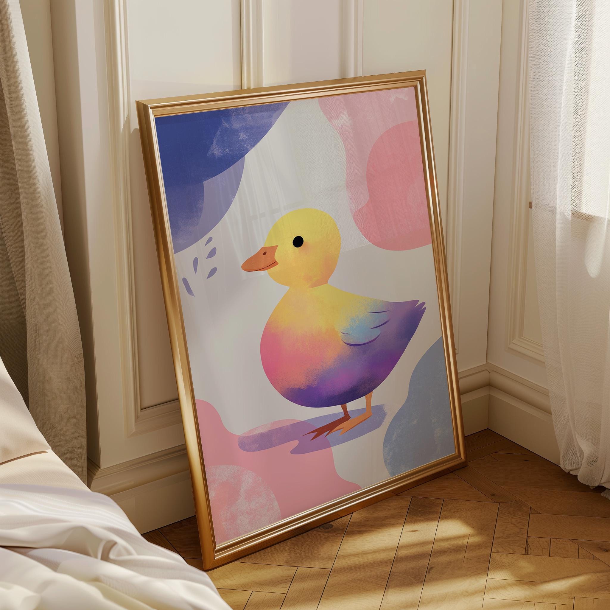 Pastel Duckling Whimsical Nursery Wall Art by The Wall Art Studio