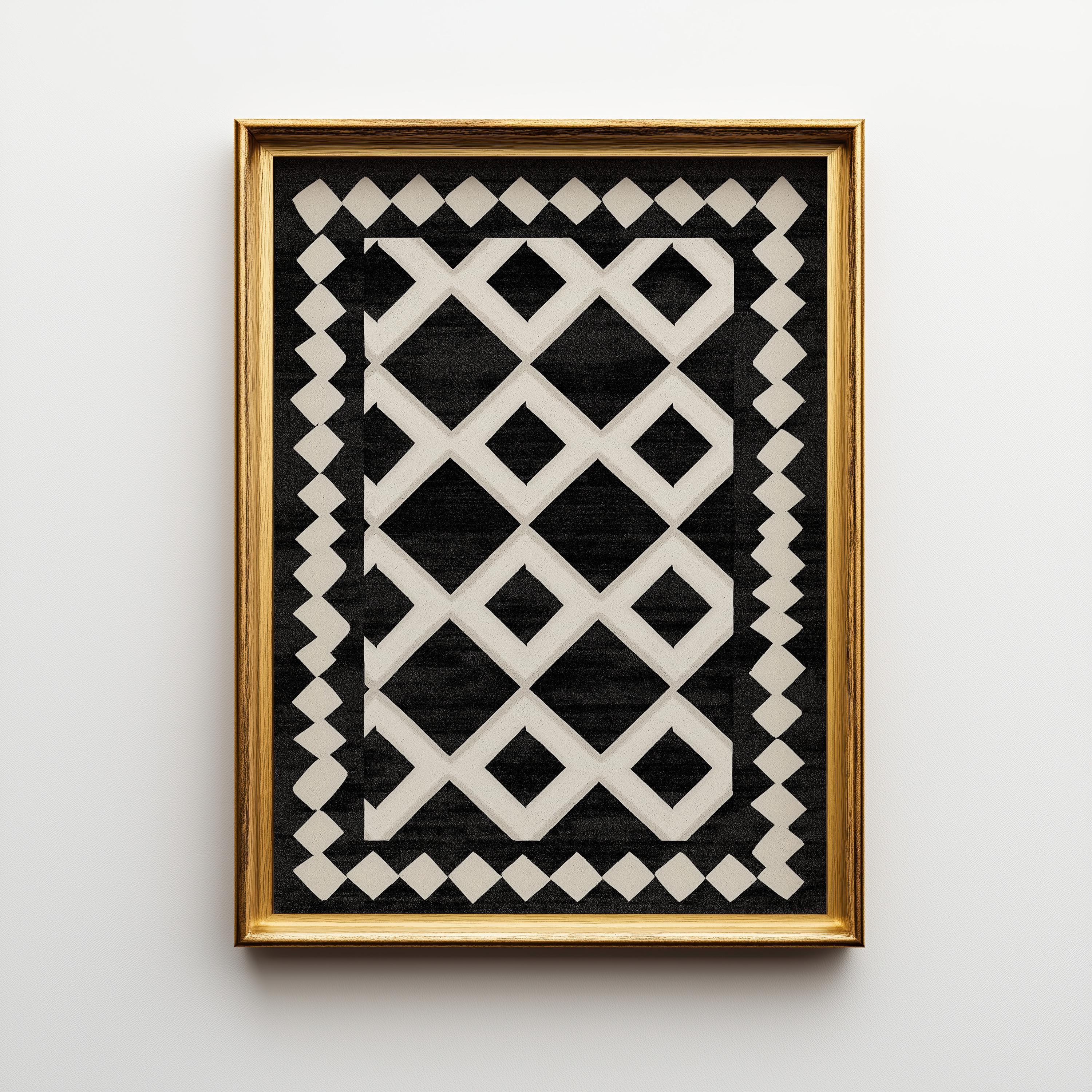 Black and White Tribal Pattern Moroccan Geometric Wall Art by The Wall Art Studio