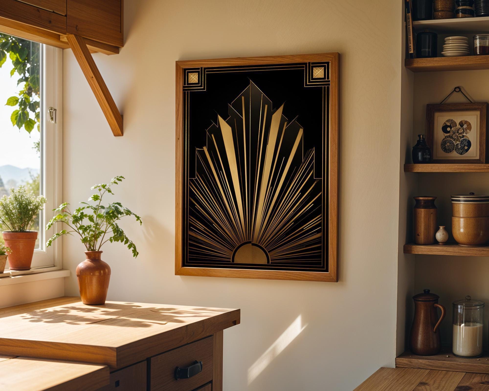 Black & Gold Art Deco Gold Geometric Luxury Abstract Wall Art