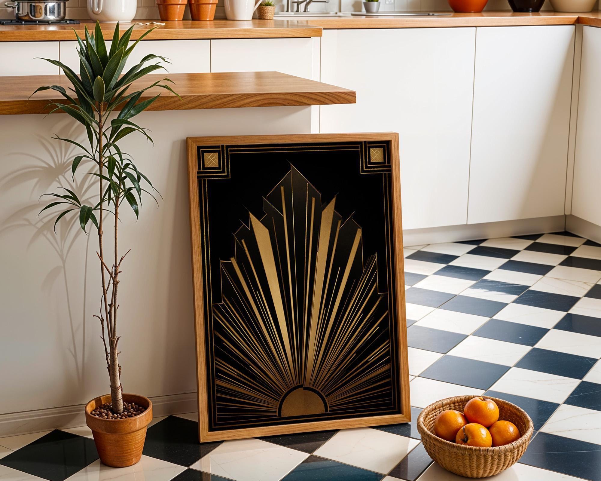 Black & Gold Art Deco Gold Geometric Luxury Abstract Wall Art