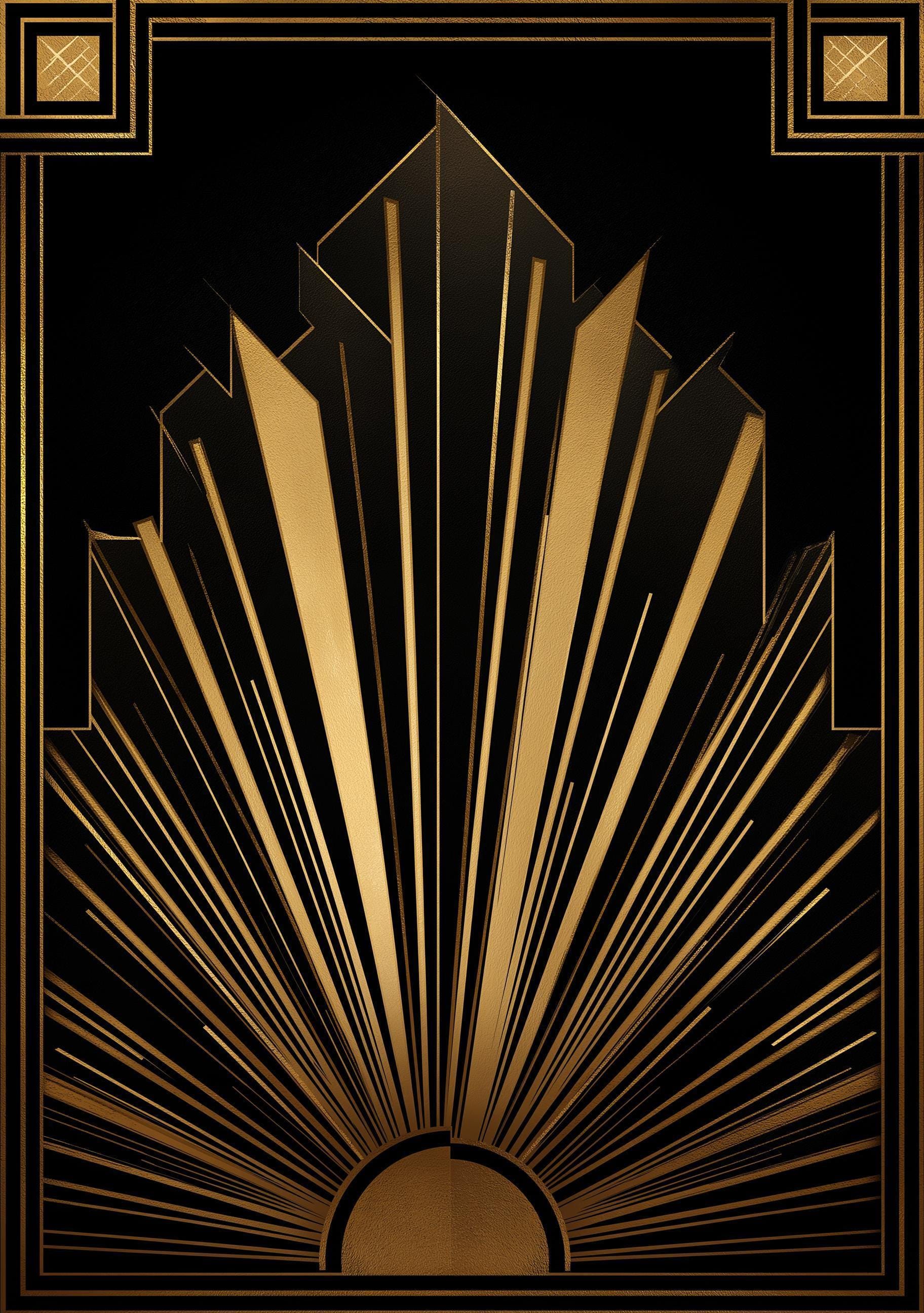 Black & Gold Art Deco Gold Geometric Luxury Abstract Wall Art