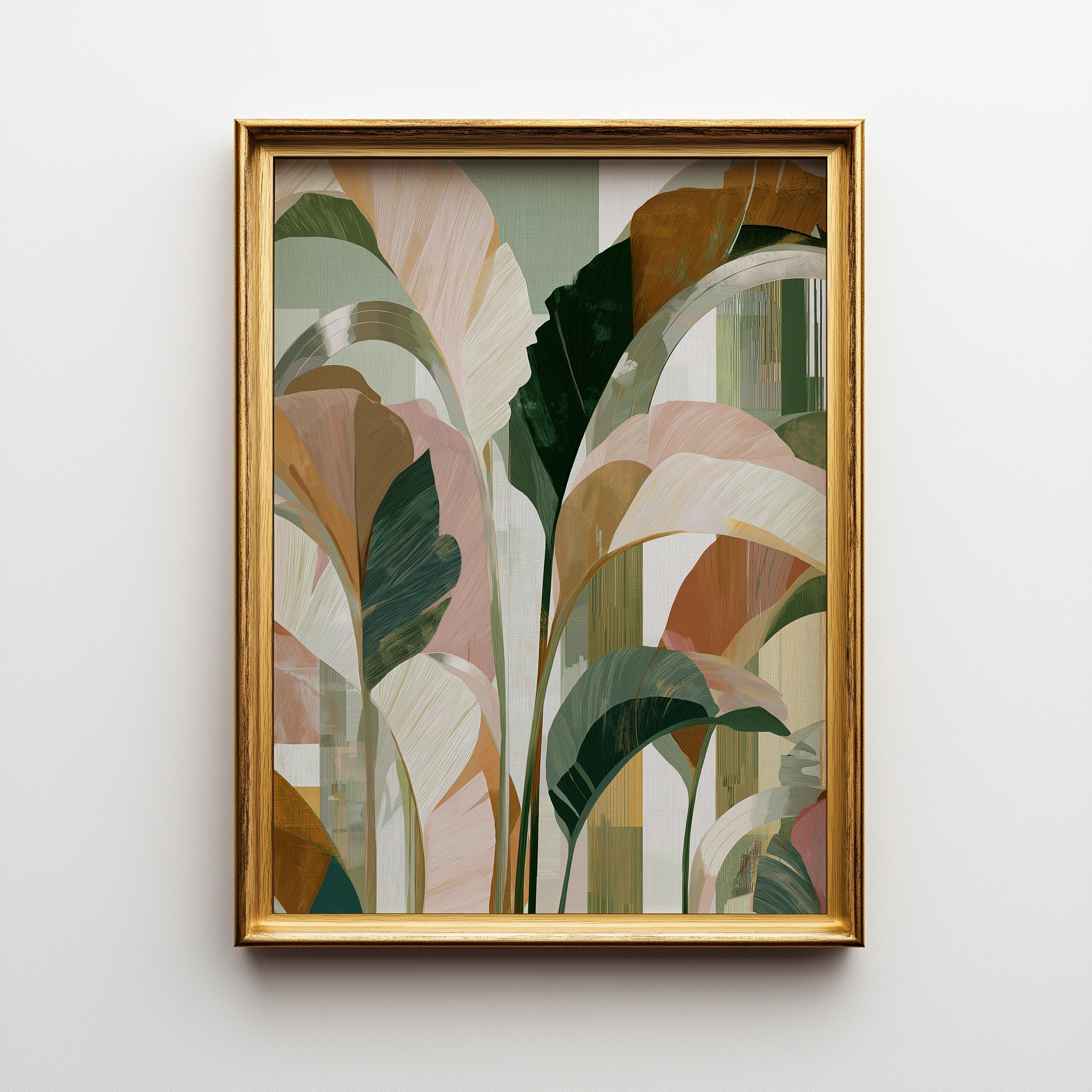 Art Deco Green Botanical Ginkgo Leaf Wall Art by The Wall Art Studio