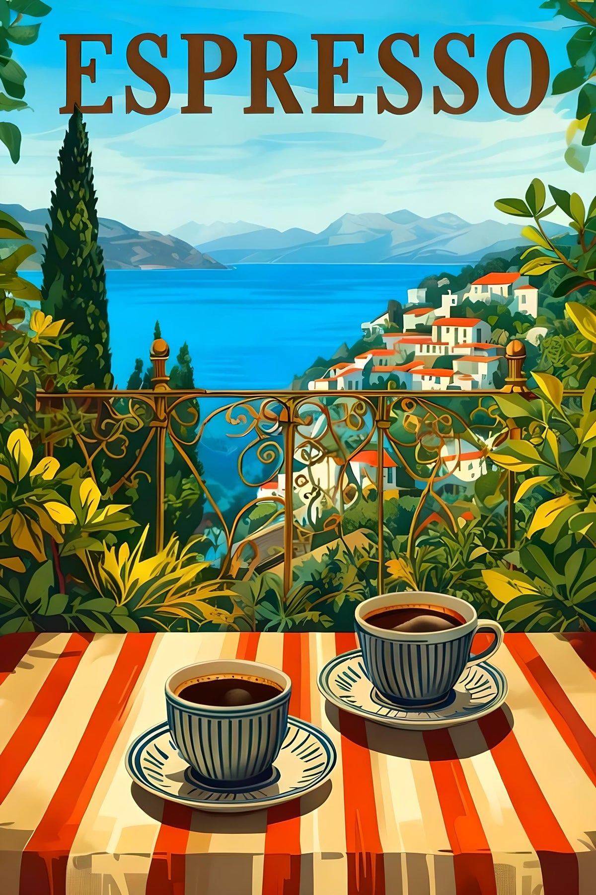 Espresso Vintage Travel Italian coffee Wall Art