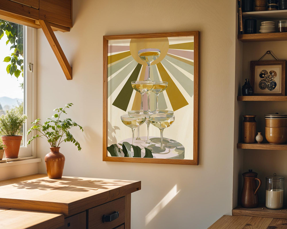 Vintage Art Deco Champagne Glass Tower Wall Art by The Wall Art Studio
