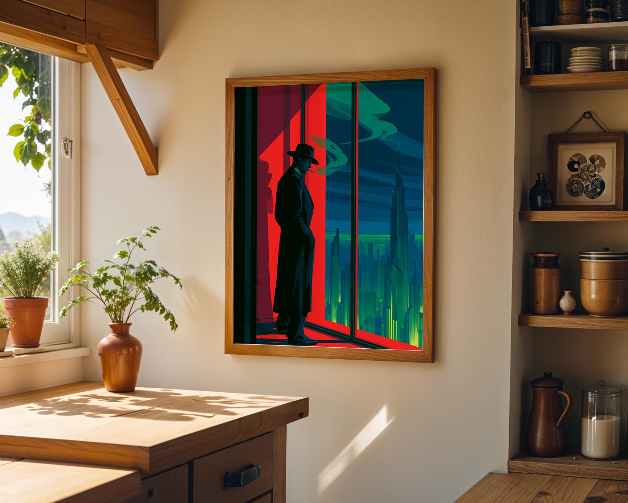 Art Deco Noir Detective Moody City Skyline Wall Art by The Wall Art Studio