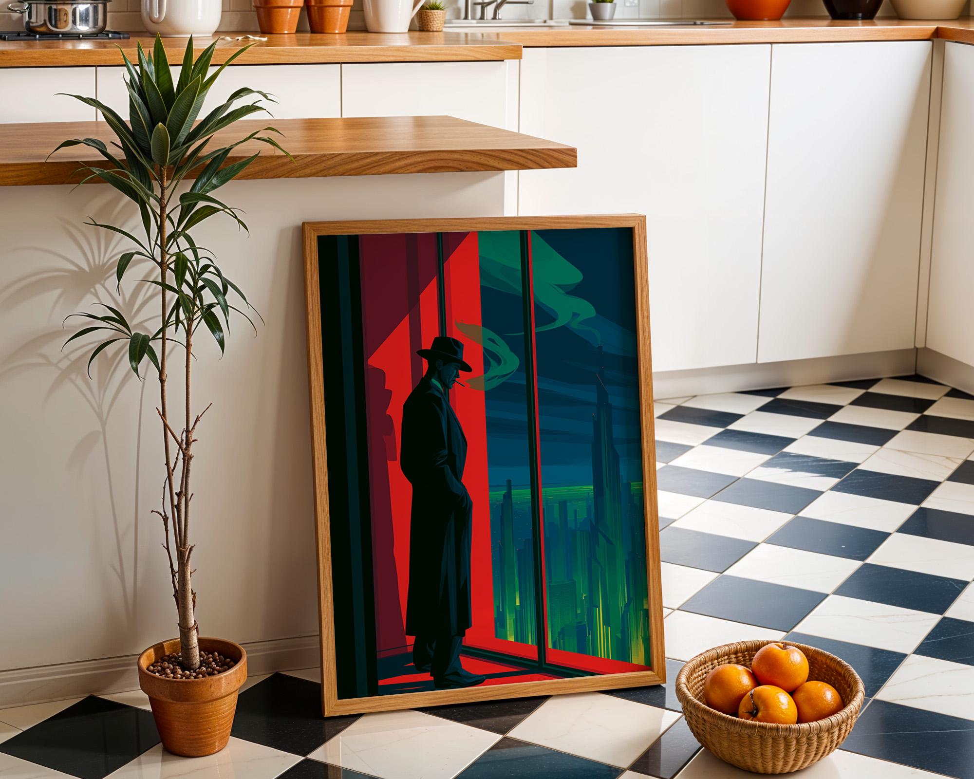 Art Deco Noir Detective Moody City Skyline Wall Art by The Wall Art Studio