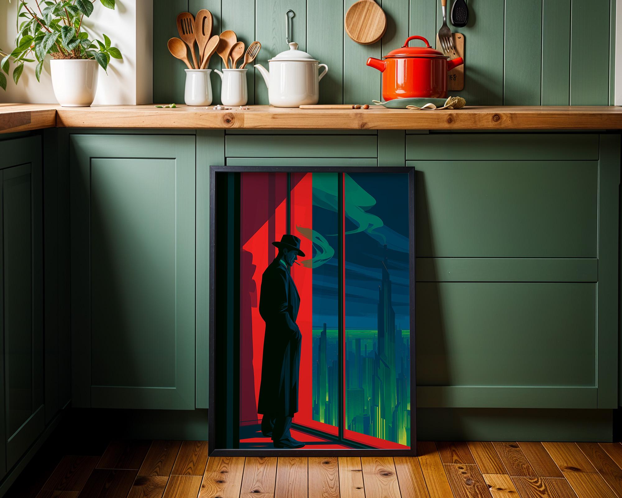 Art Deco Noir Detective Moody City Skyline Wall Art by The Wall Art Studio
