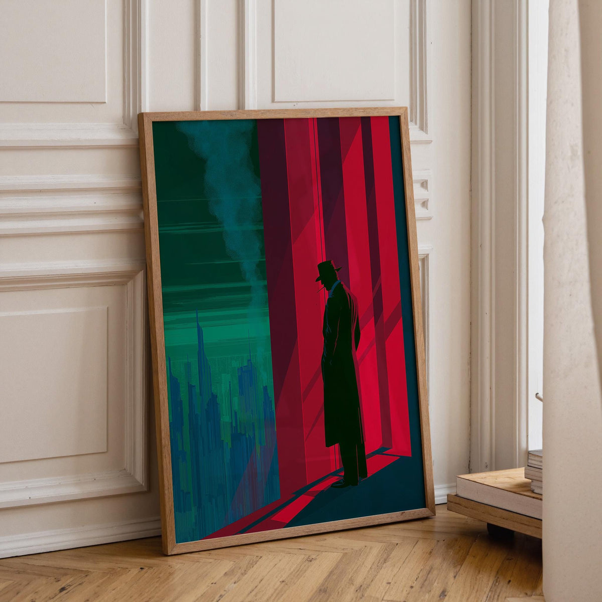 Neo Deco Noir Detective City Skyline Wall Art by The Wall Art Studio