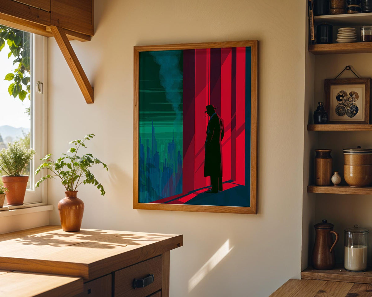 Neo Deco Noir Detective City Skyline Wall Art by The Wall Art Studio