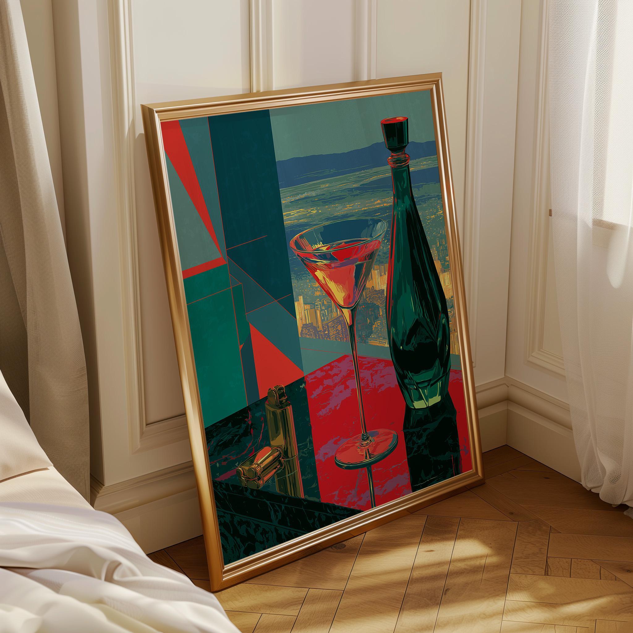 Art Deco Neo Deco Martini Glass Cocktail Wall Art by The Wall Art Studio