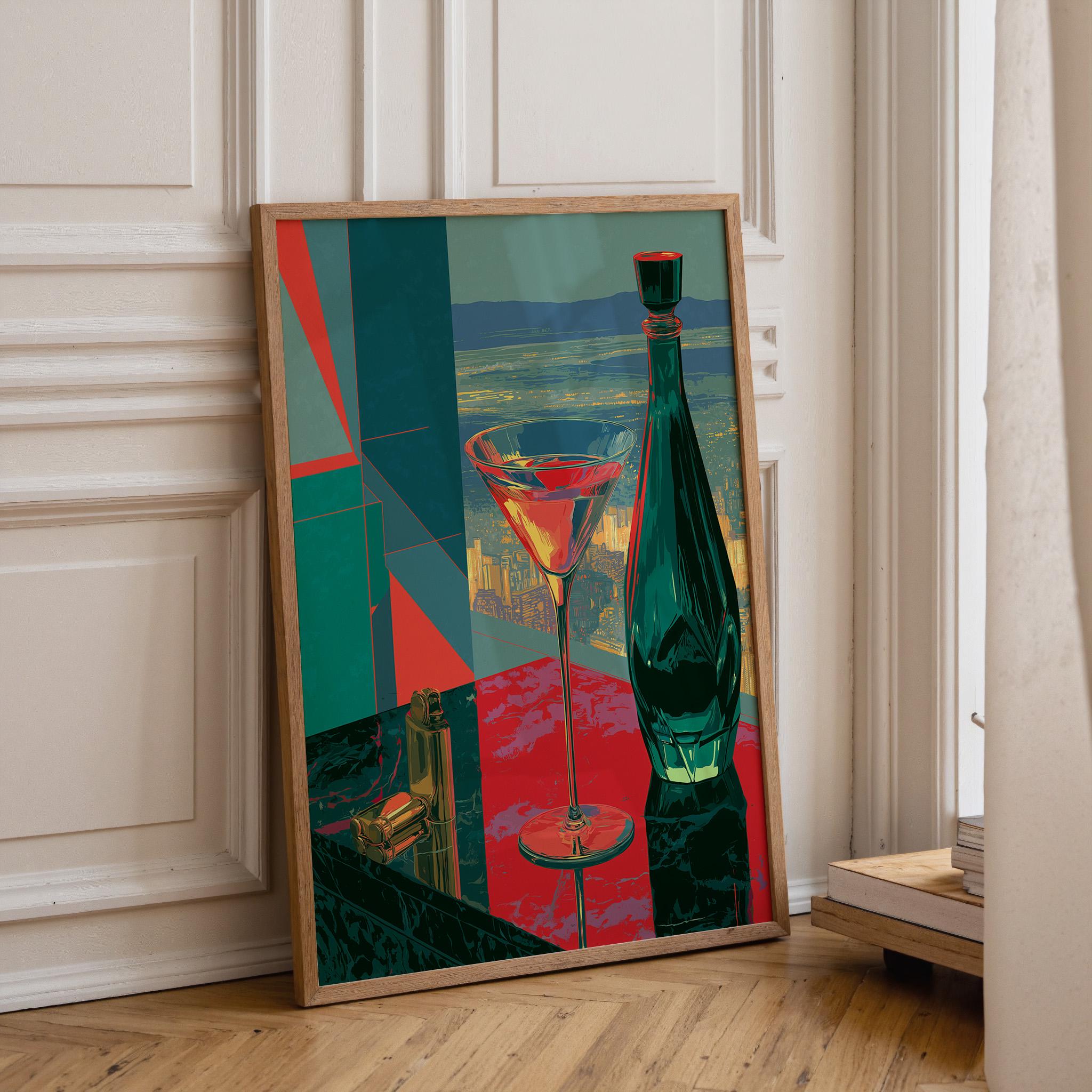 Art Deco Neo Deco Martini Glass Cocktail Wall Art by The Wall Art Studio