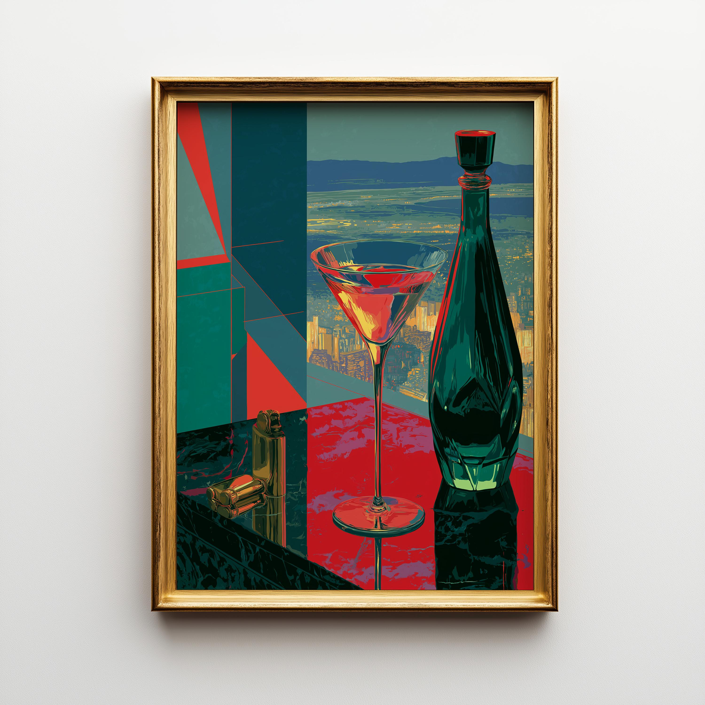 Art Deco Neo Deco Martini Glass Cocktail Wall Art by The Wall Art Studio
