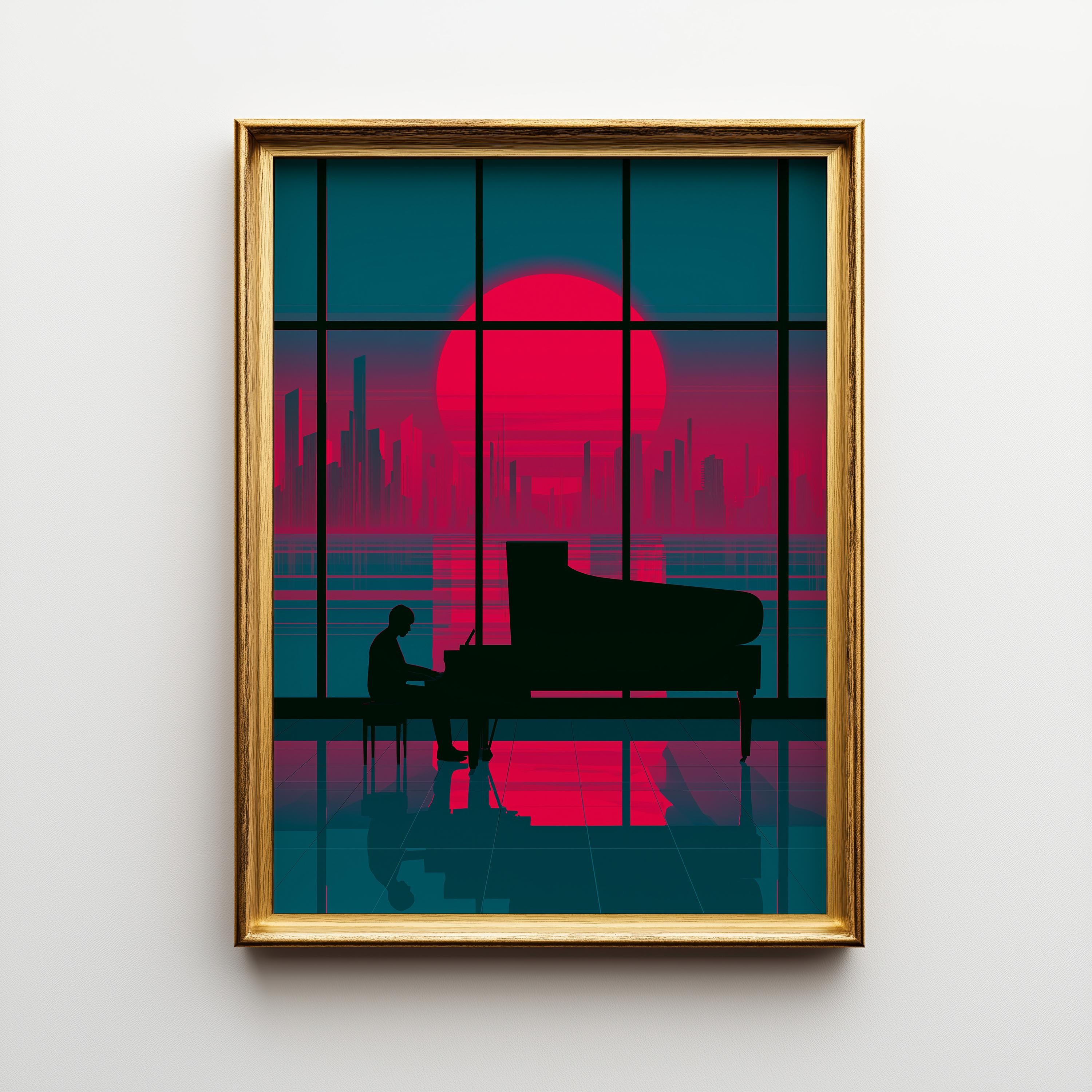 Art Deco Grand Piano Neo Deco Music Room Wall Art by The Wall Art Studio