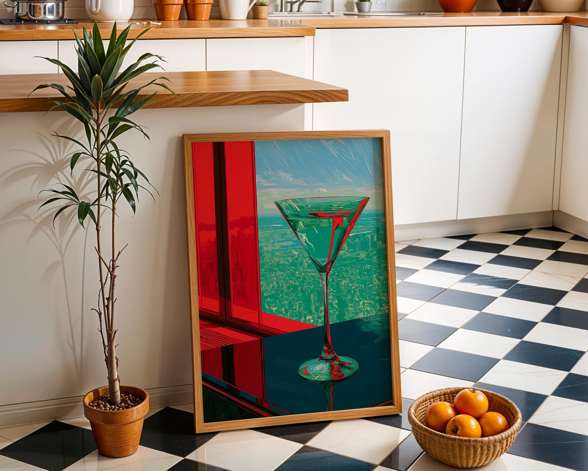 Art Deco Martini Glass Neo Deco Cocktail Wall Art by The Wall Art Studio