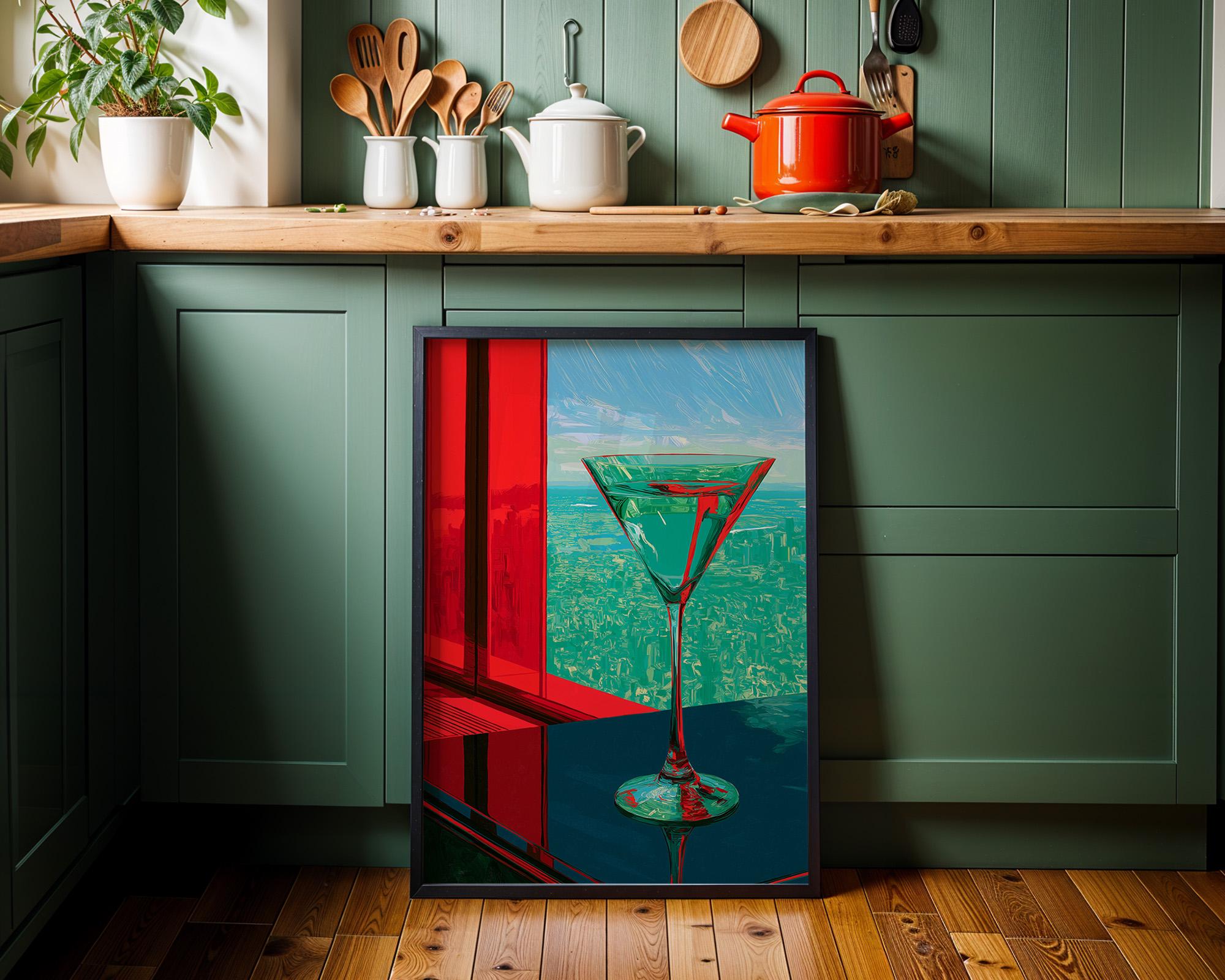 Art Deco Martini Glass Neo Deco Cocktail Wall Art by The Wall Art Studio