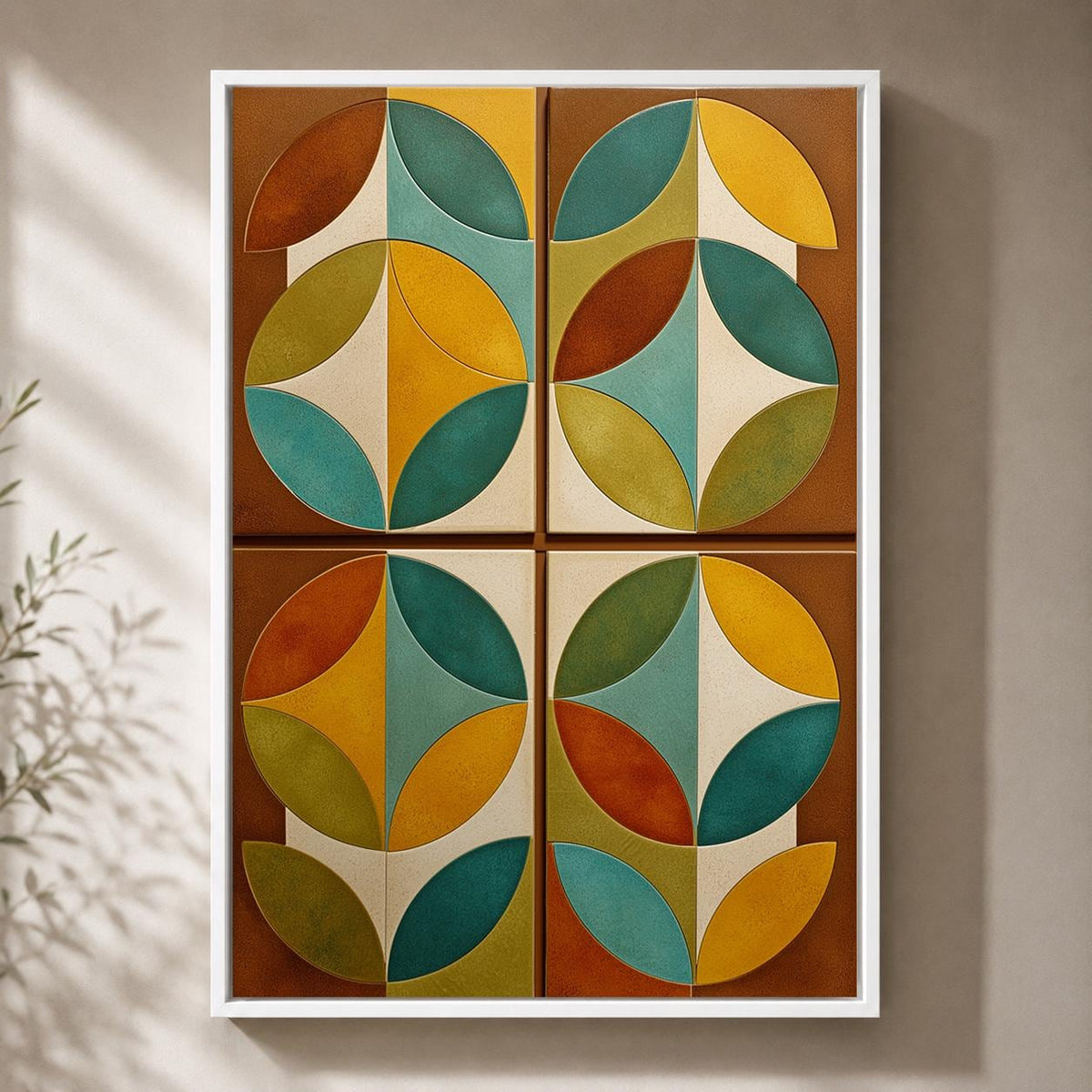 Mid Century Modern Scandinavian Abstract Geometric Framed Canvas by The Wall Art Studio