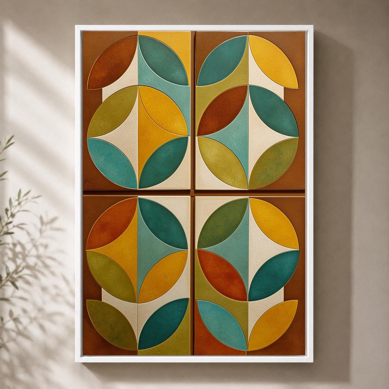 Mid Century Modern Scandinavian Abstract Geometric Framed Canvas by The Wall Art Studio