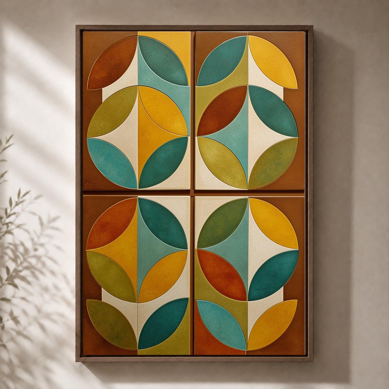 Mid Century Modern Scandinavian Abstract Geometric Framed Canvas by The Wall Art Studio
